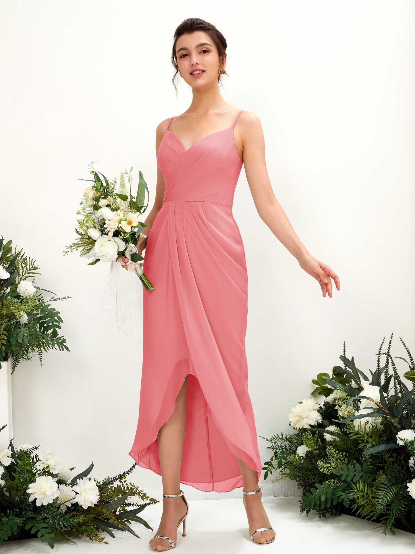 Liliane Coral Pink Sleeveless Midi Dress