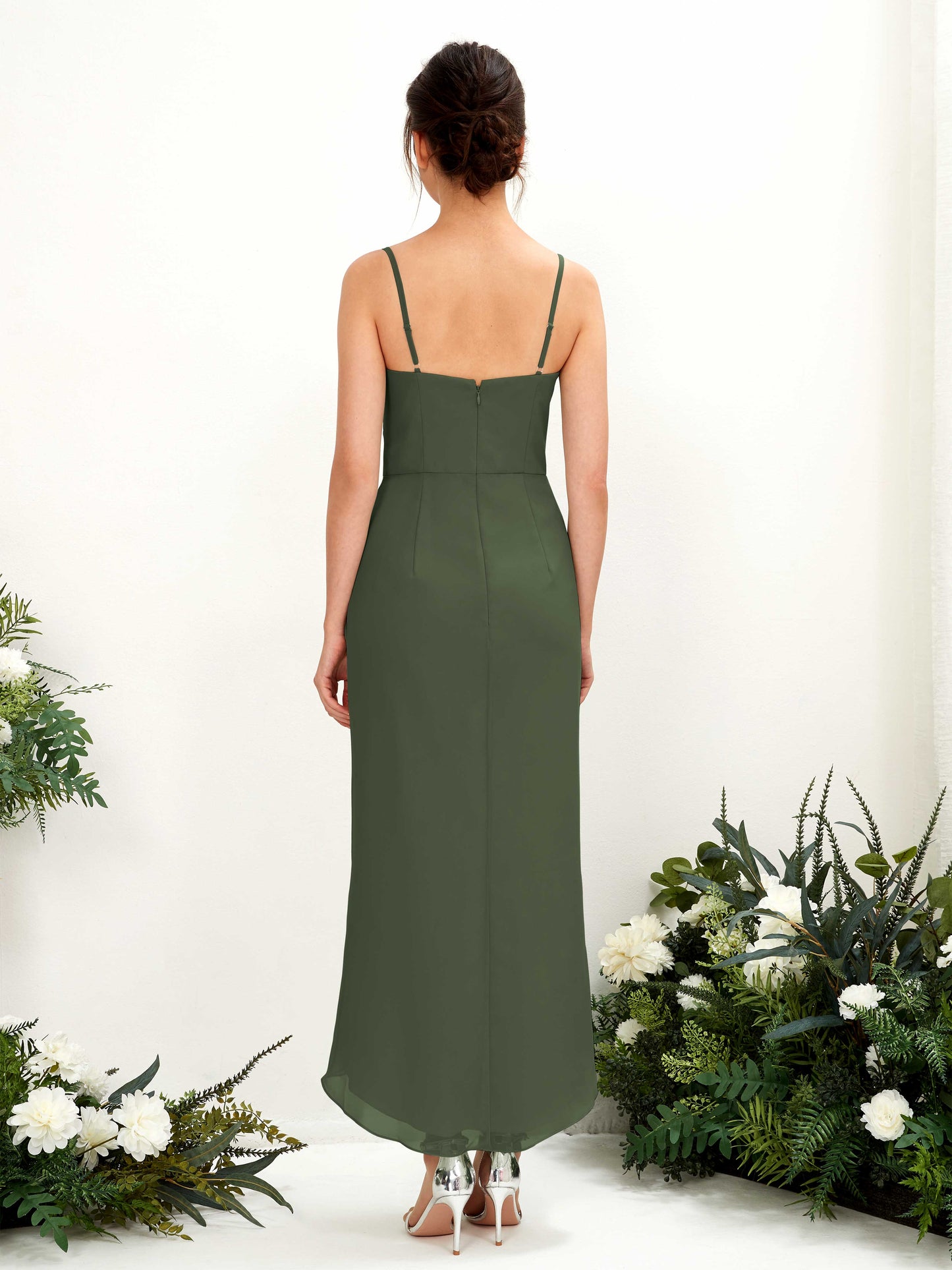 Liliane Martini Olive Sleeveless Midi Dress