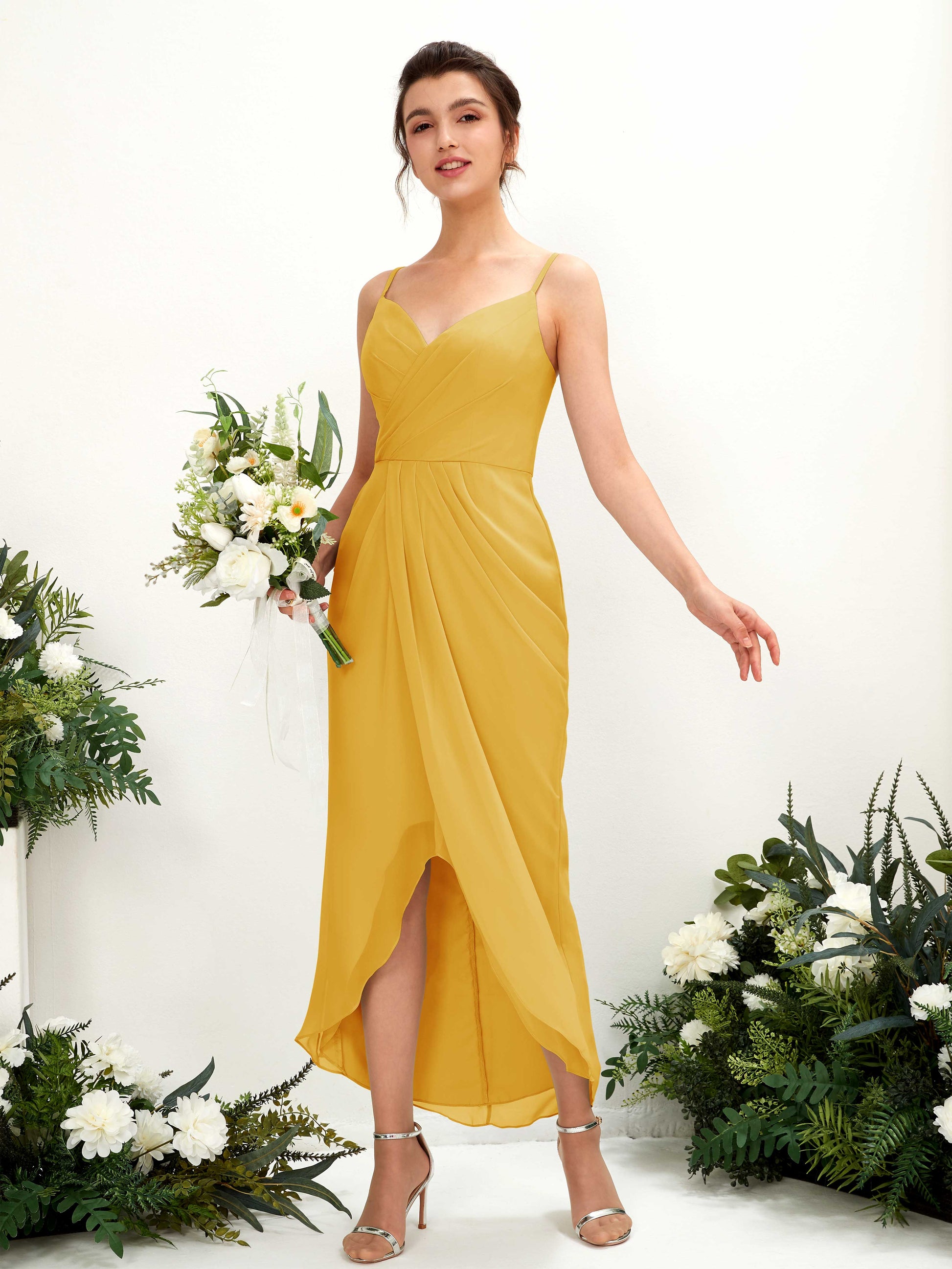 Liliane Mustard Yellow Sleeveless Midi Dress