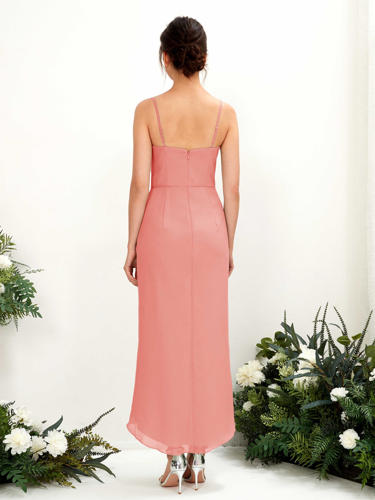 Liliane Peach Pink Sleeveless Midi Dress