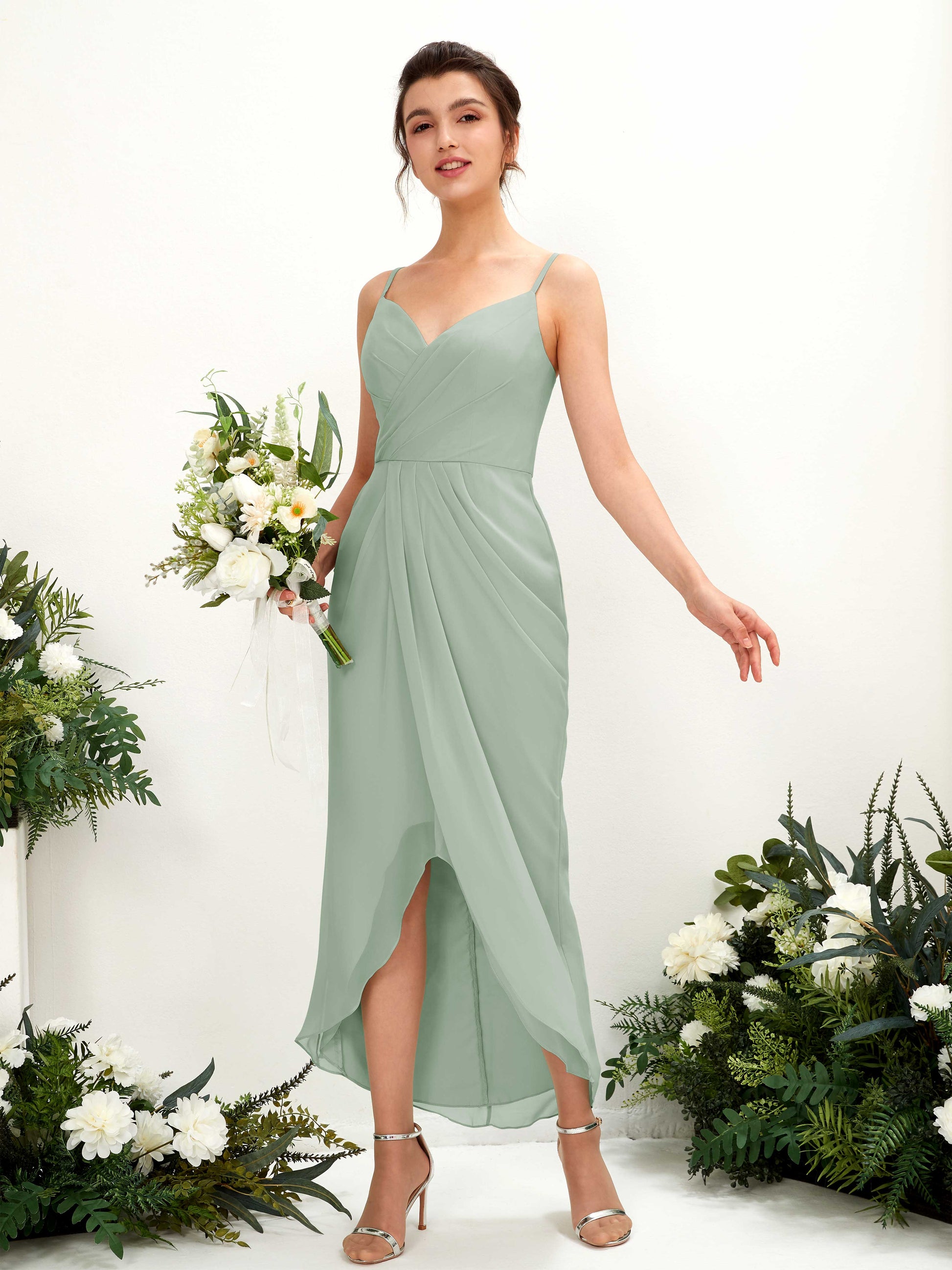 Liliane Sage Green Sleeveless Midi Dress