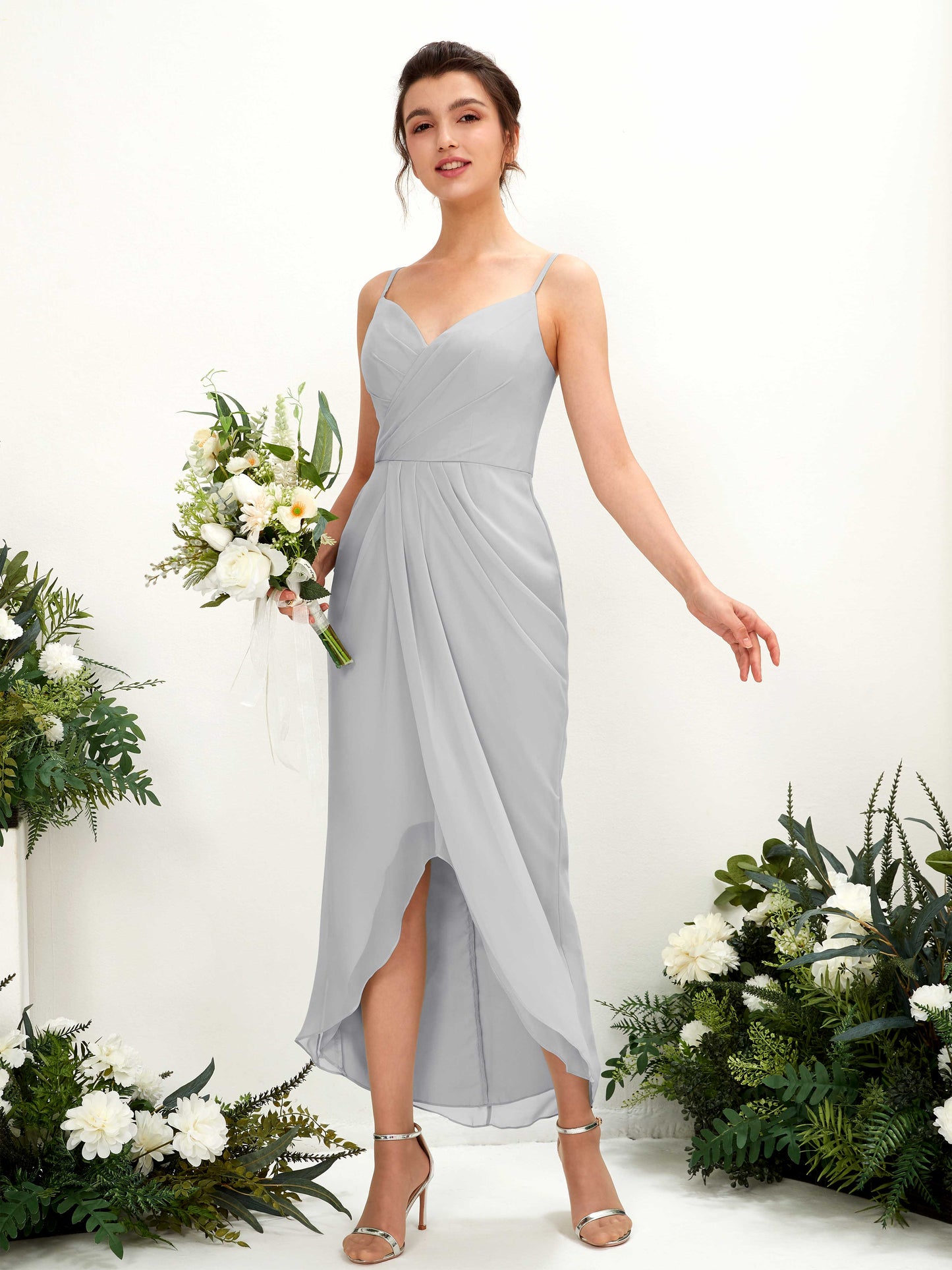 Liliane Silver Sleeveless Midi Dress