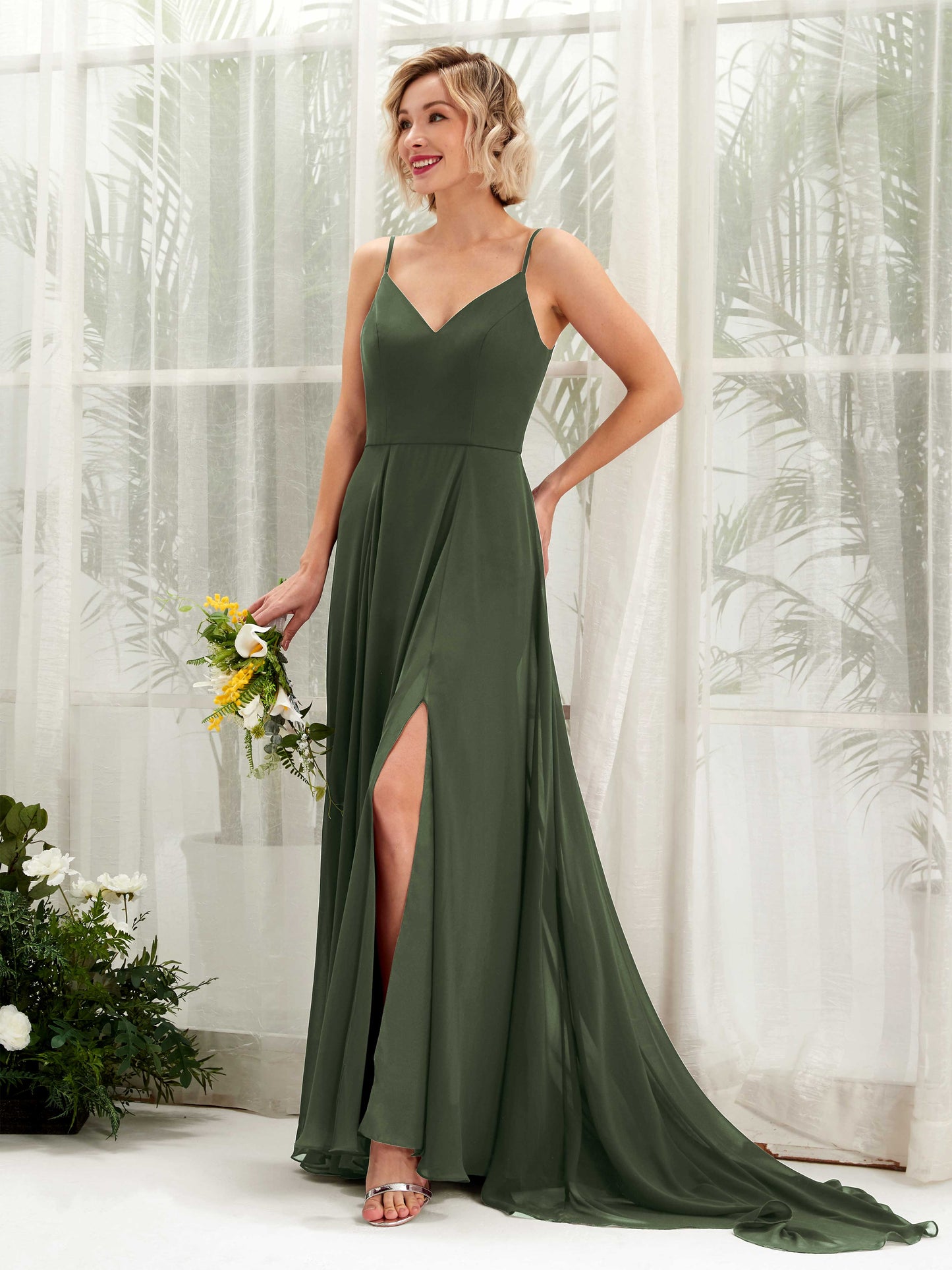 Mana Martini Olive Sleeveless Maxi Dress