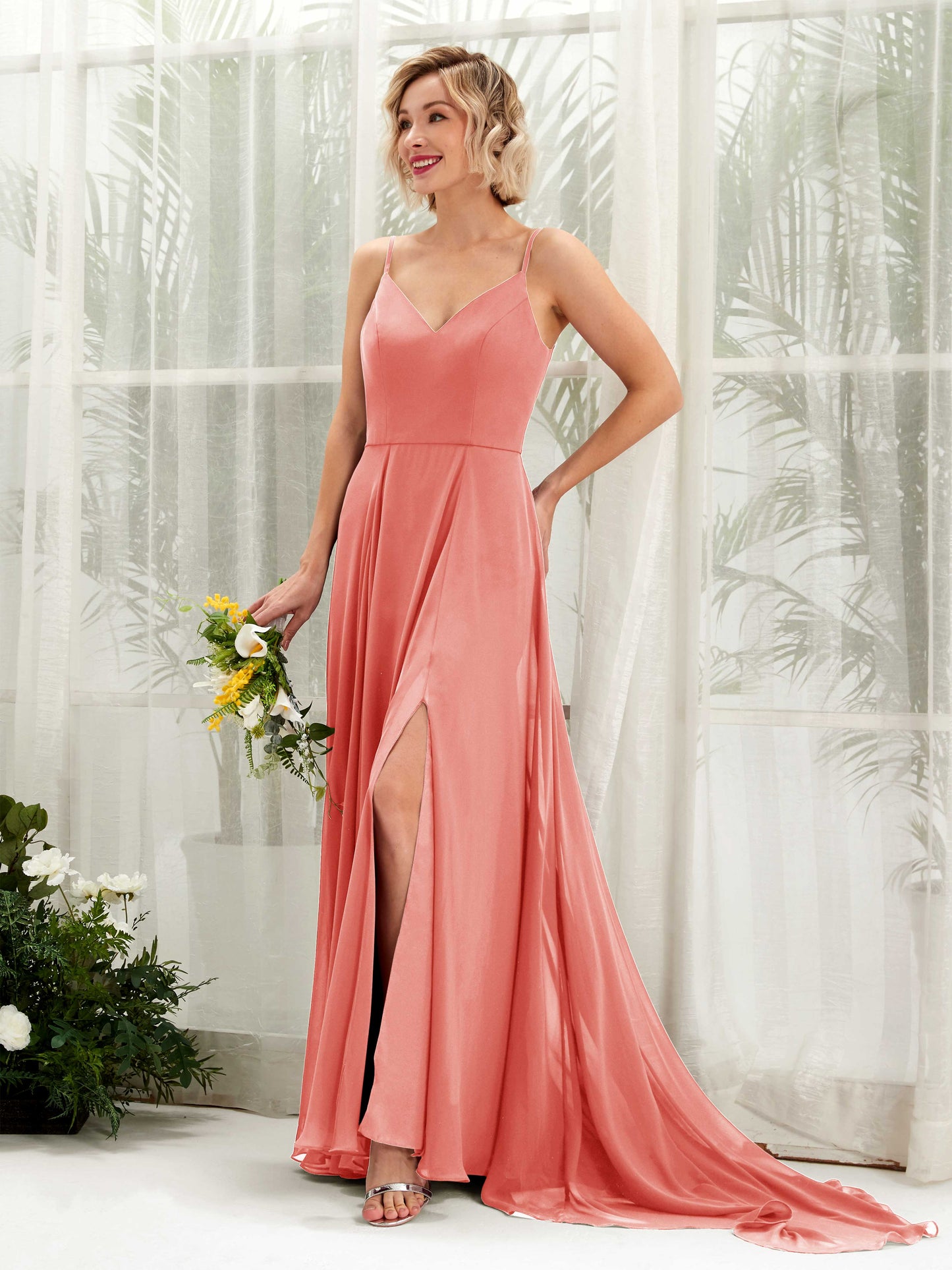 Mana Peach Pink Sleeveless Maxi Dress