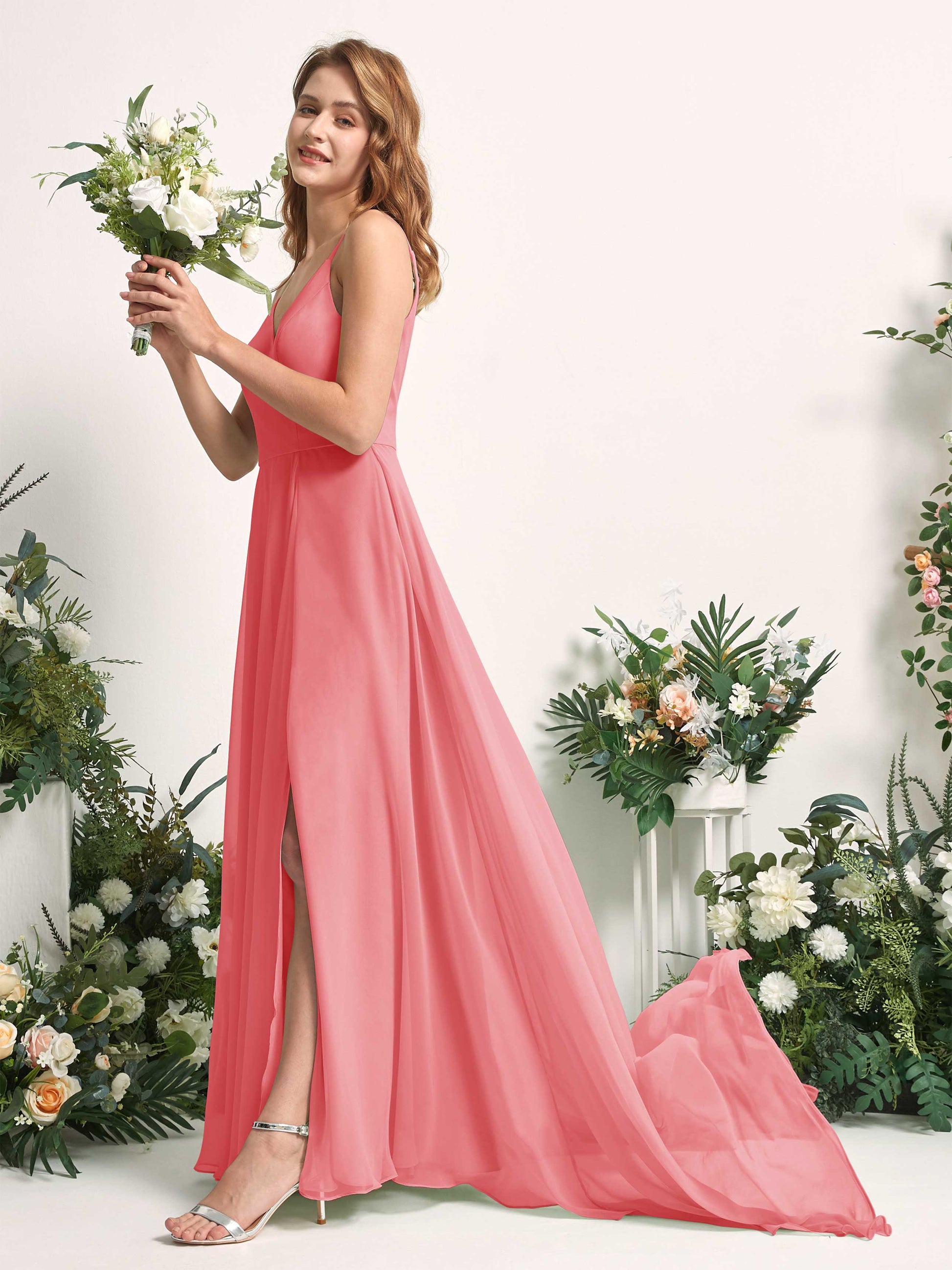 Marcia Coral Pink Sleeveless Maxi Dress