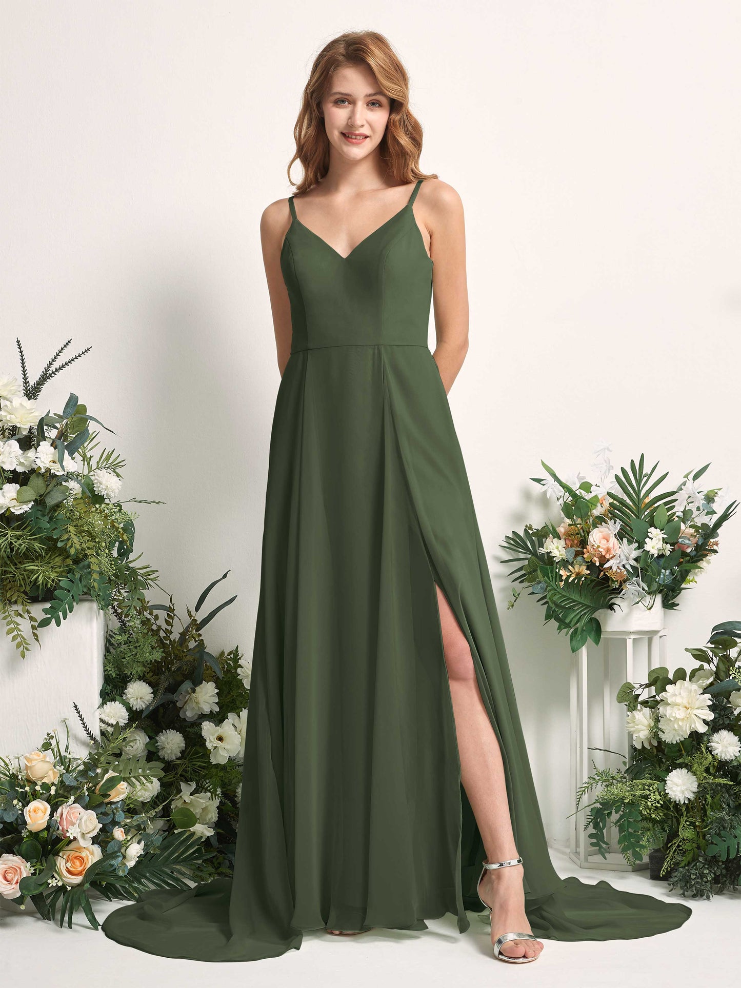 Marcia Martini Olive Sleeveless Maxi Dress