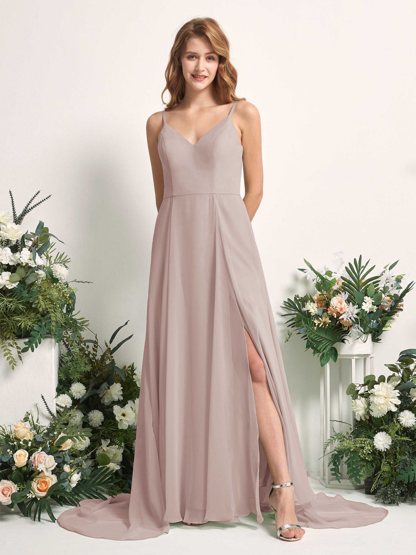 Marcia Taupe Sleeveless Maxi Dress