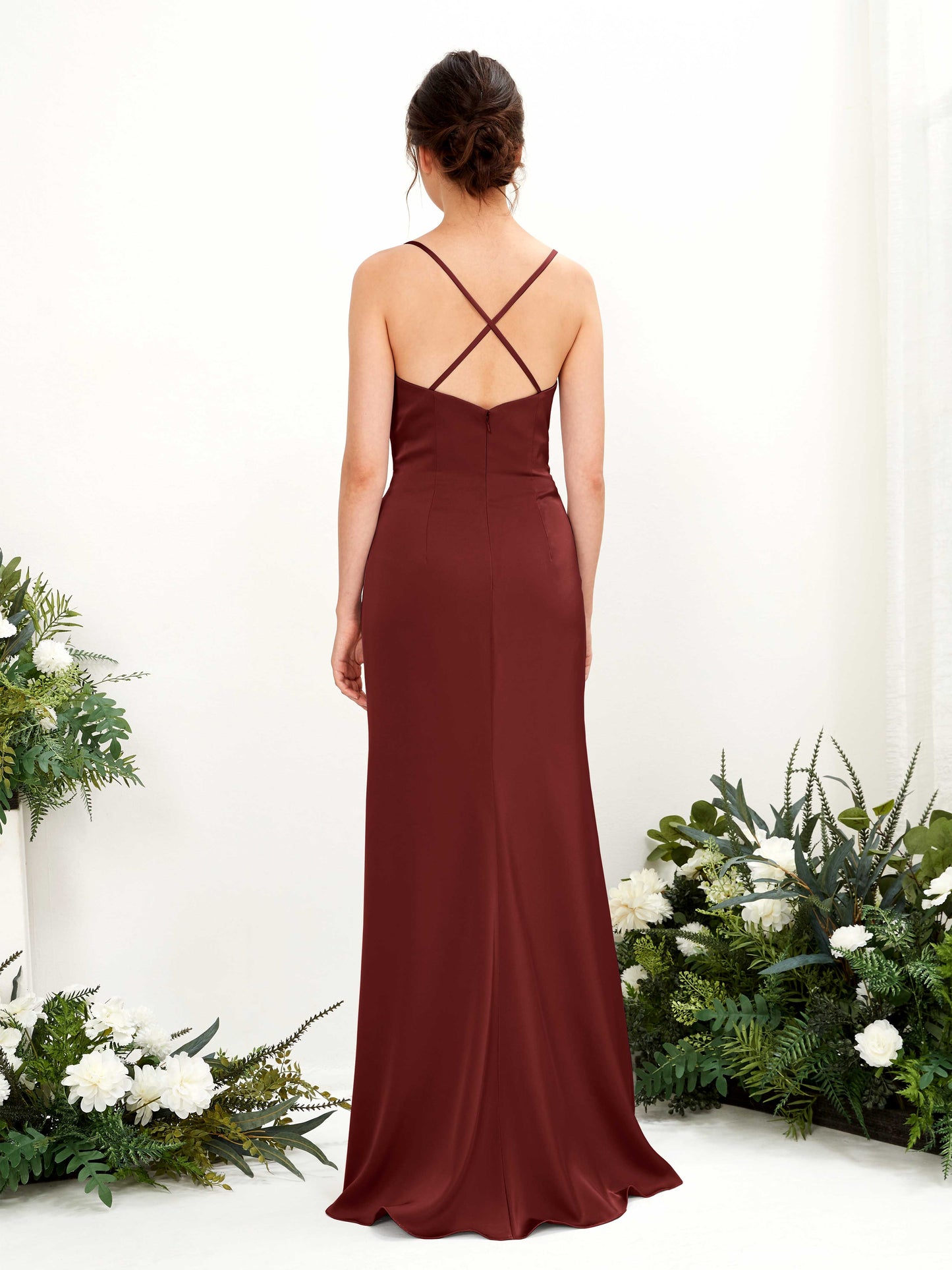 Mavis Burgundy Satin Sleeveless Maxi Dress