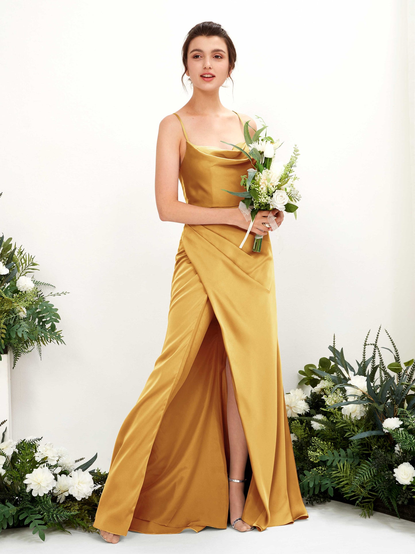 Mavis Canary Satin Sleeveless Maxi Dress