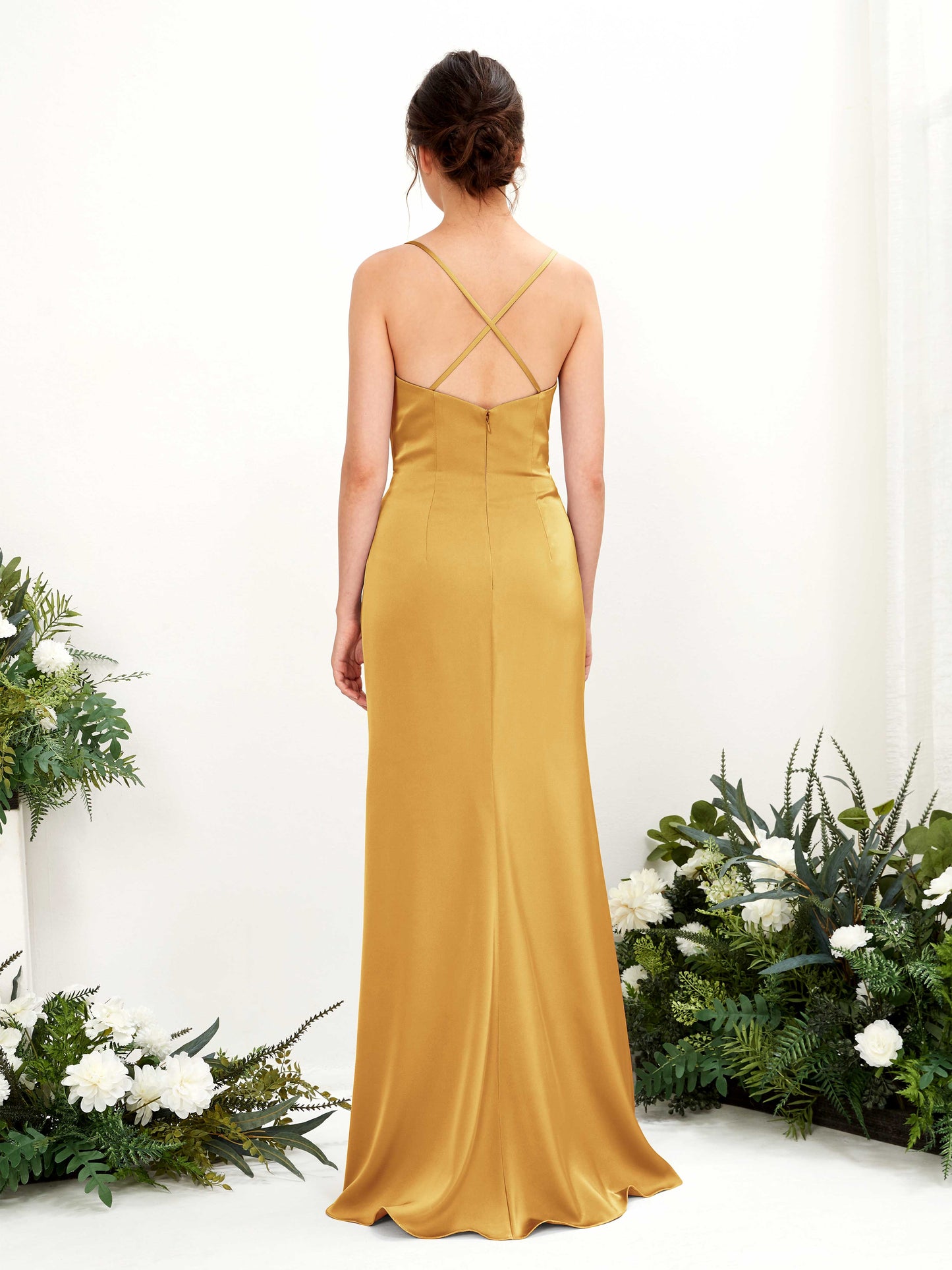 Mavis Canary Satin Sleeveless Maxi Dress