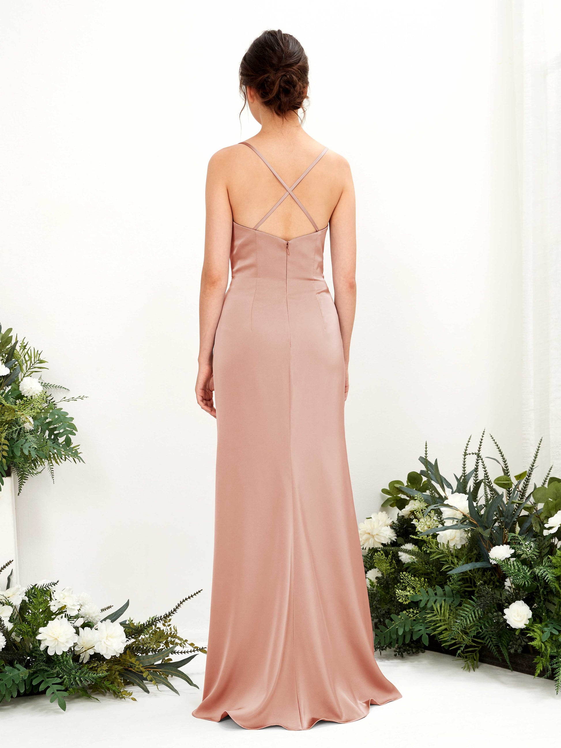 Mavis Cantaloupe Satin Sleeveless Maxi Dress