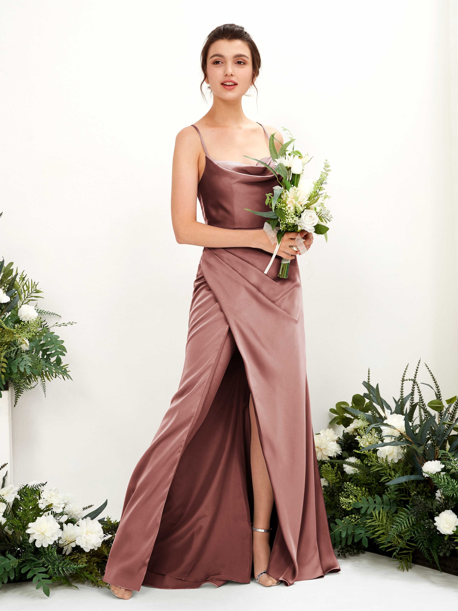 Mavis Desert Rose Satin Sleeveless Maxi Dress