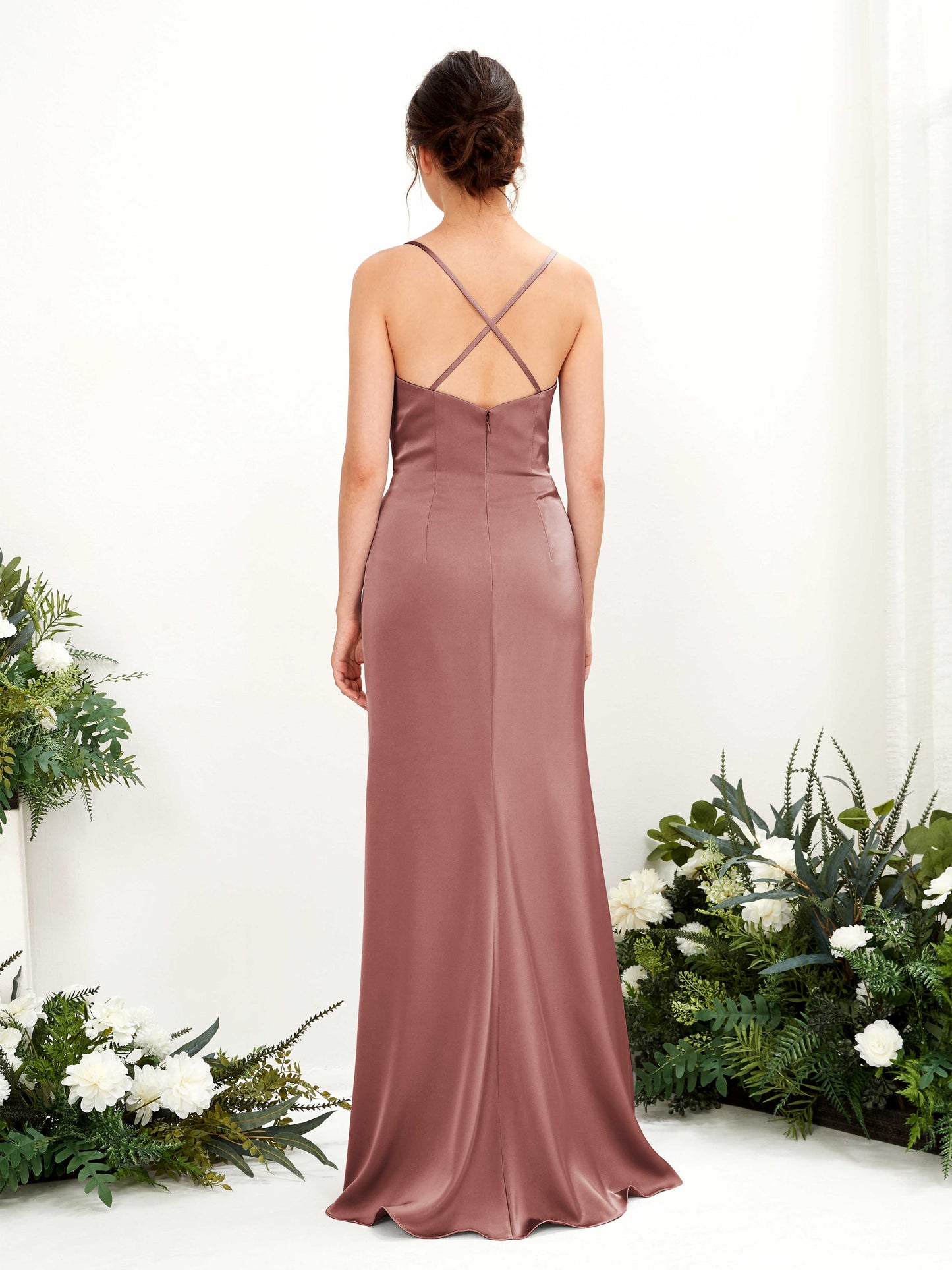 Mavis Desert Rose Satin Sleeveless Maxi Dress