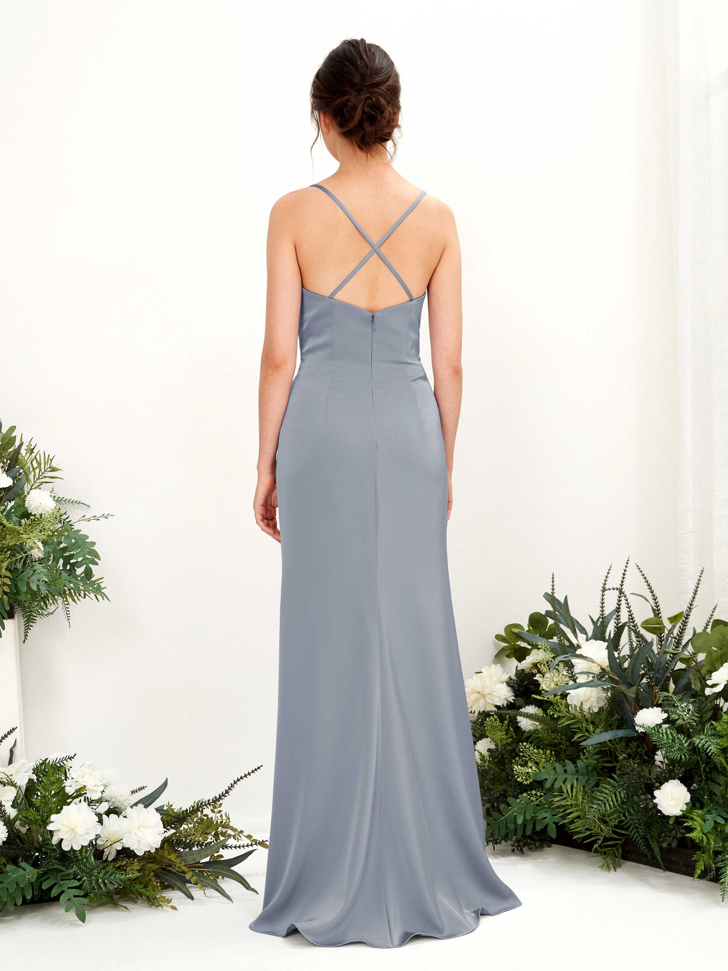 Mavis Dusty Blue Satin Sleeveless Maxi Dress