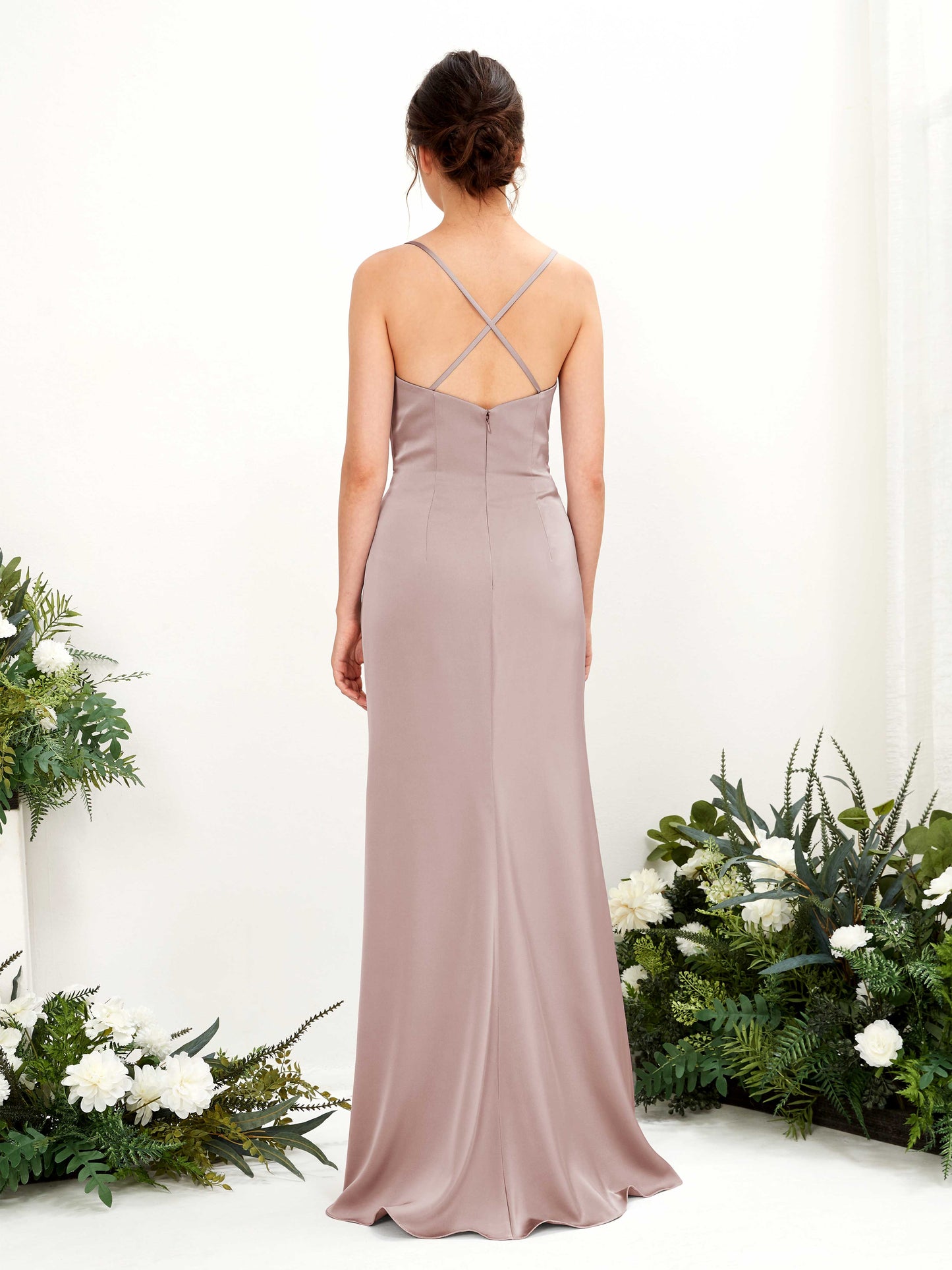 Mavis Dusty Rose Satin Sleeveless Maxi Dress