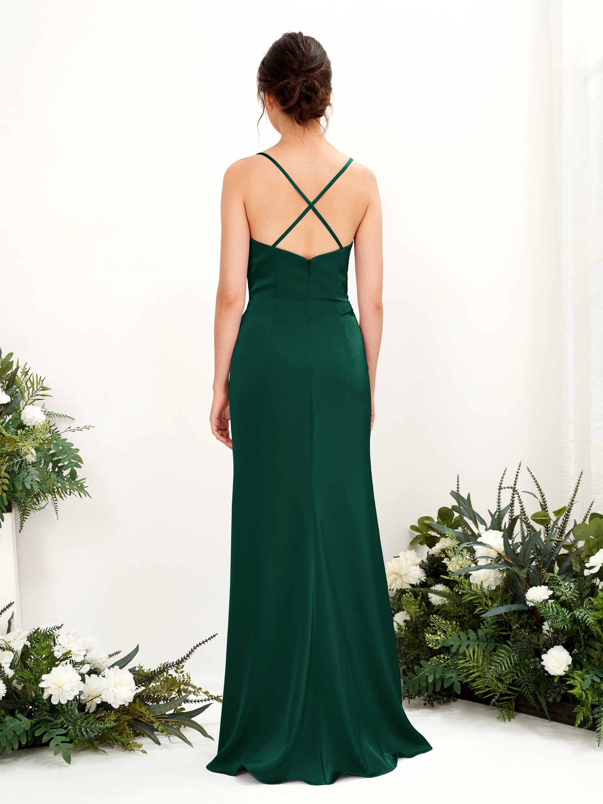 Mavis Hunter Green Satin Sleeveless Maxi Dress