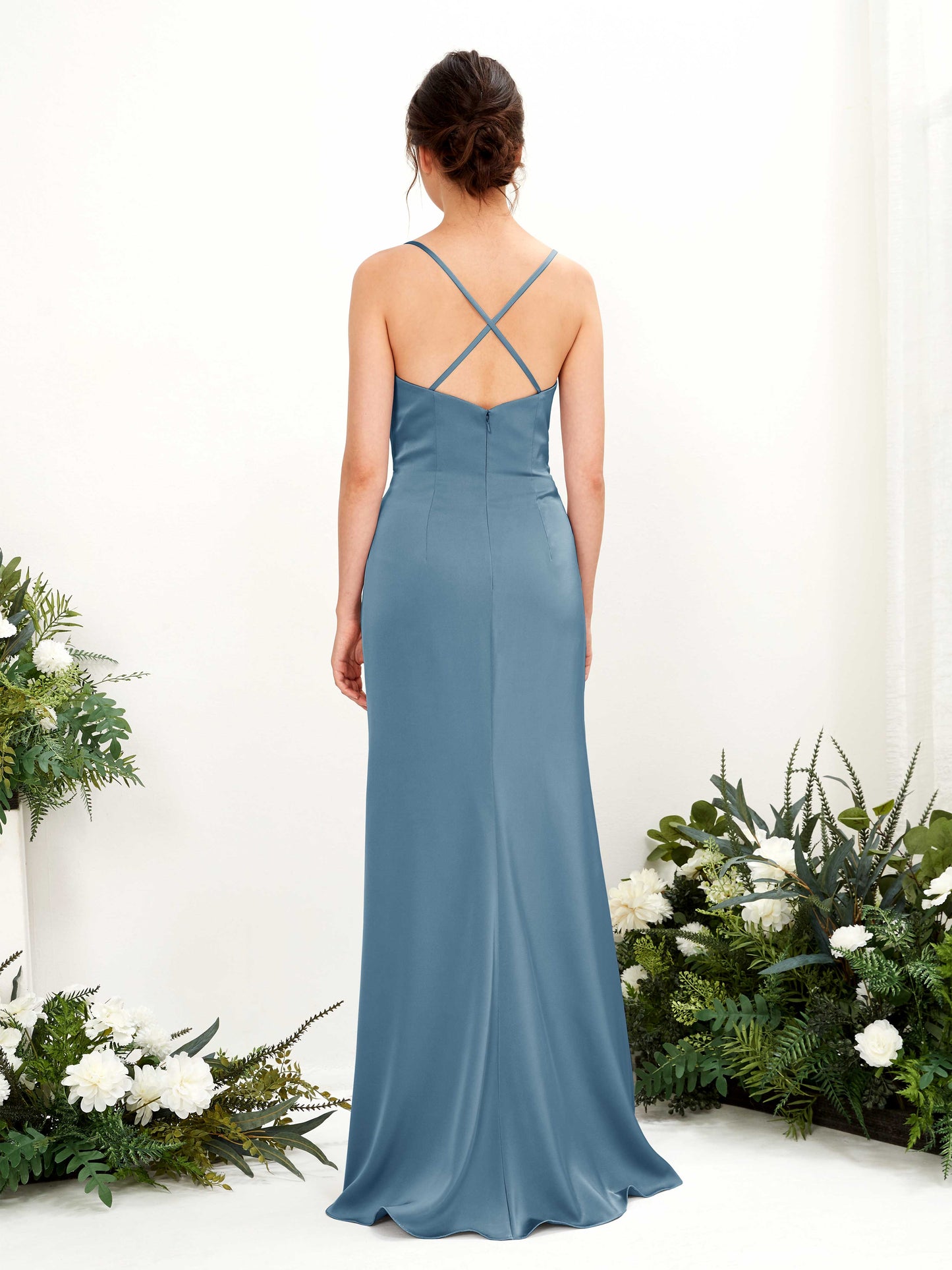 Mavis Ink blue Satin Sleeveless Maxi Dress