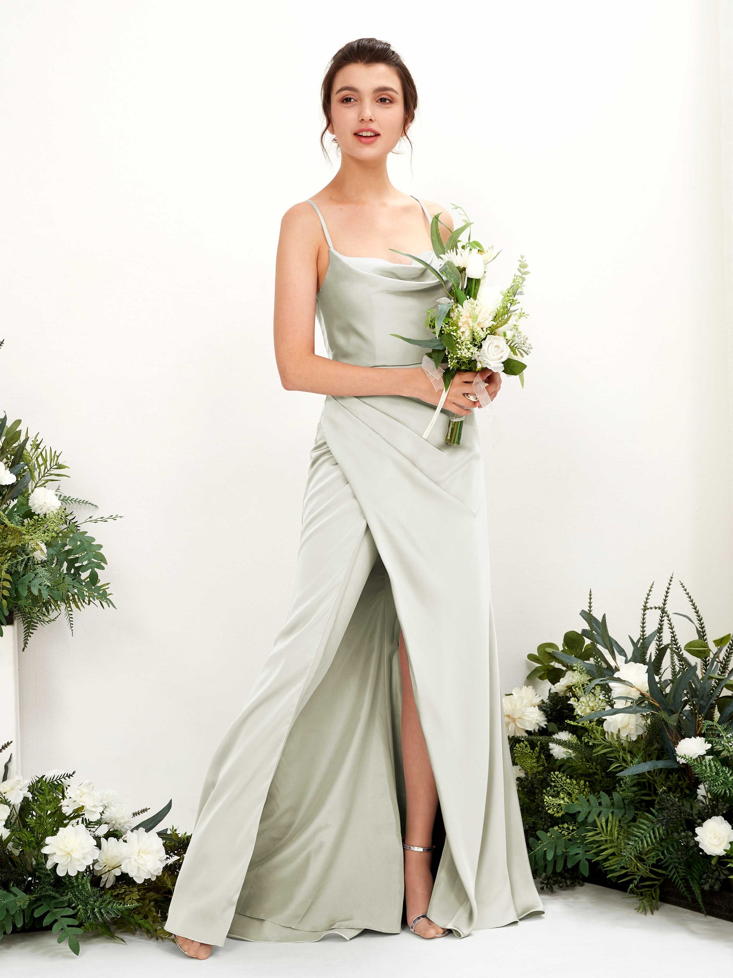 Mavis Ivory Satin Sleeveless Maxi Dress