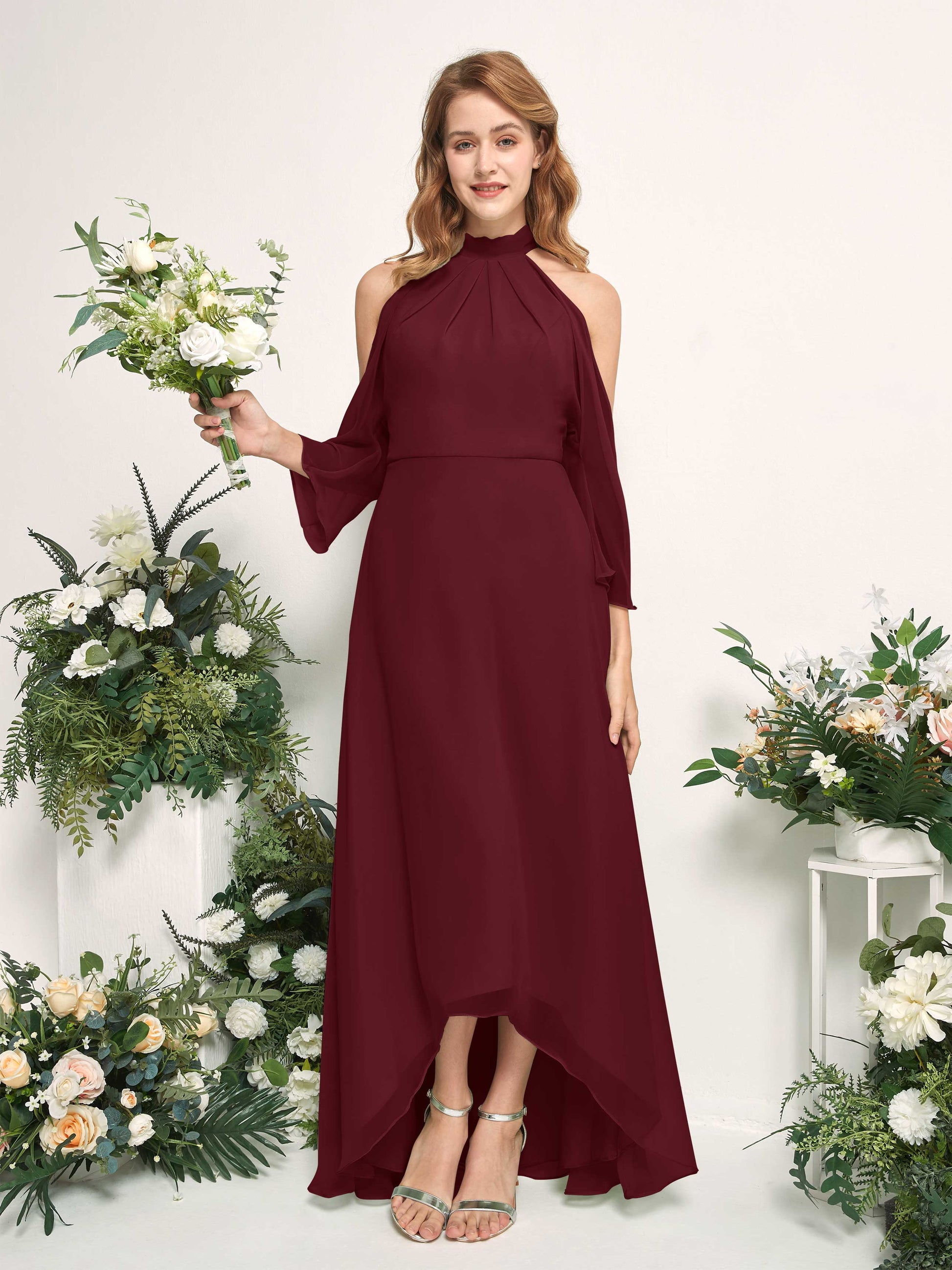 Maxine Burgundy Halter Maxi Dress