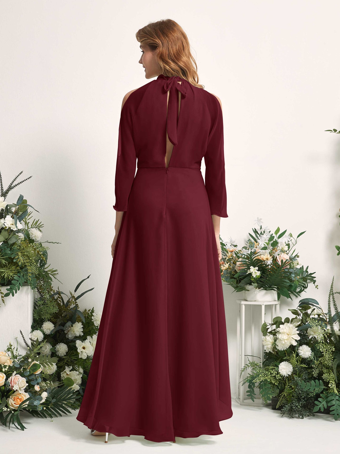 Maxine Burgundy Halter Maxi Dress