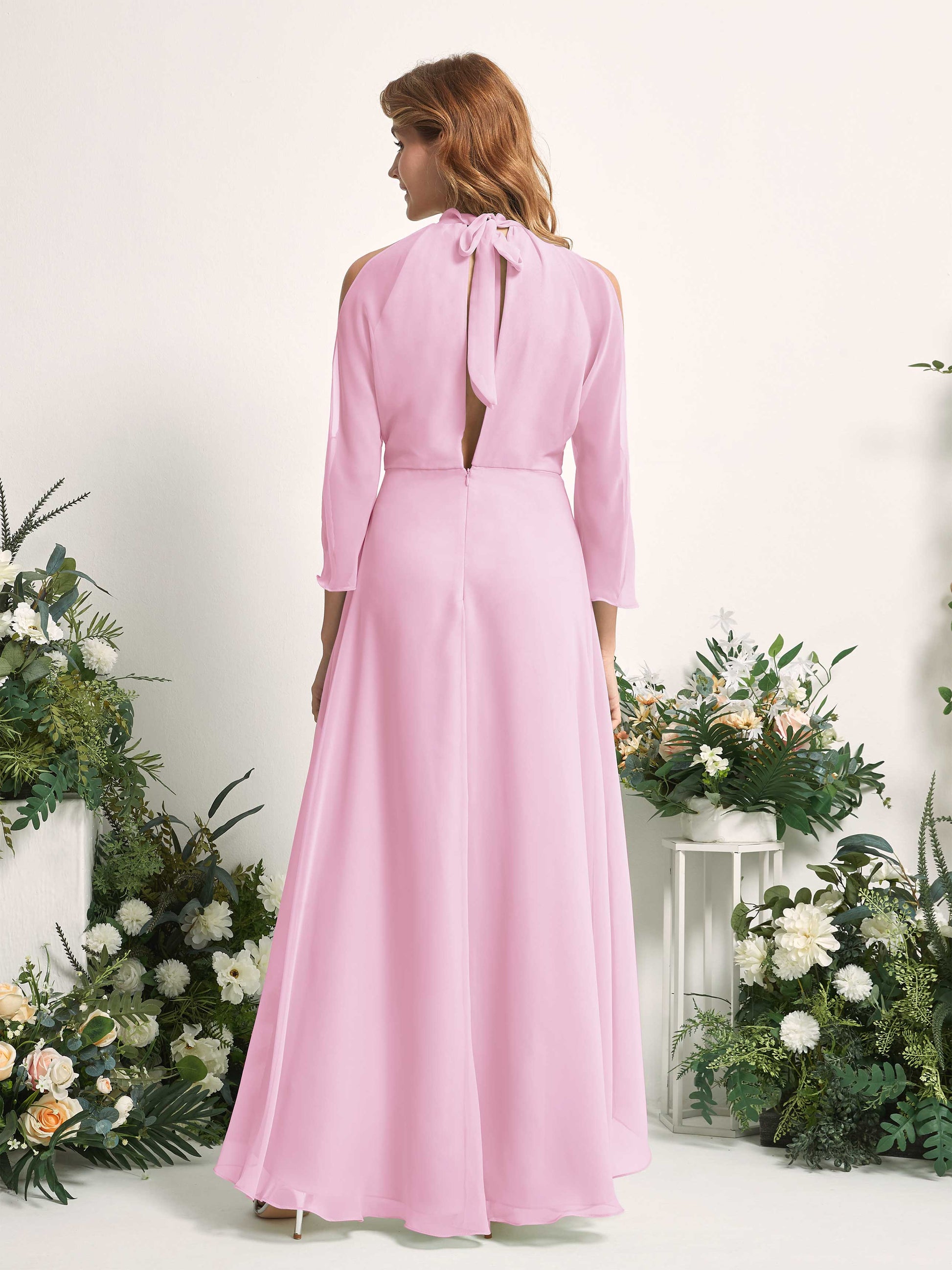 Maxine Candy Pink Halter Maxi Dress