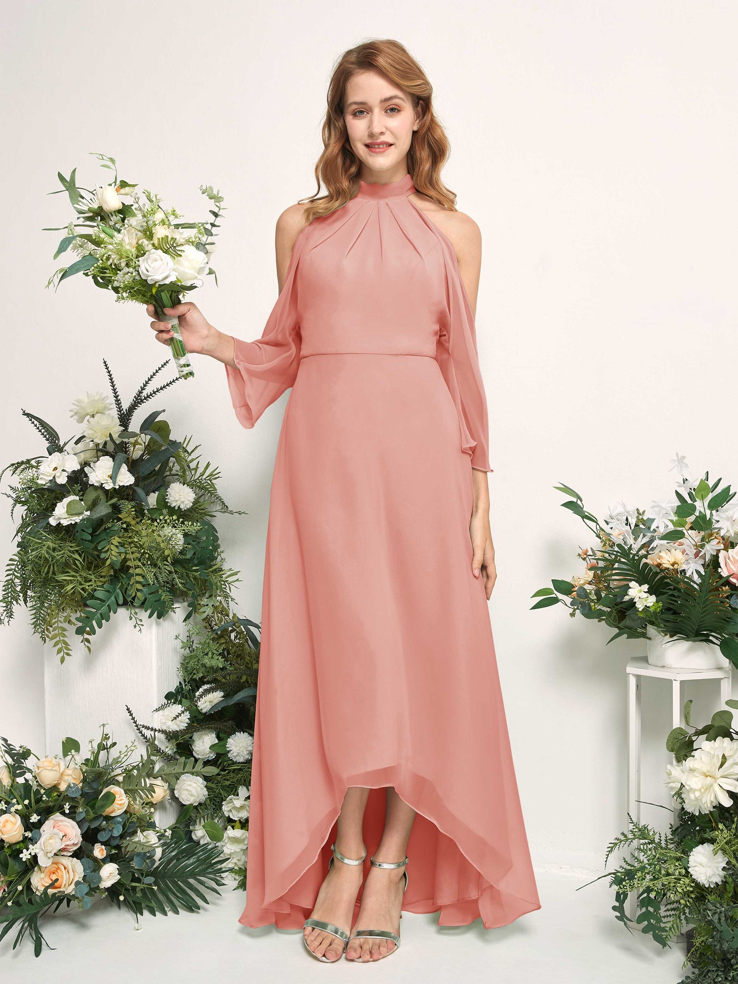 Maxine Champagne Rose Halter Maxi Dress