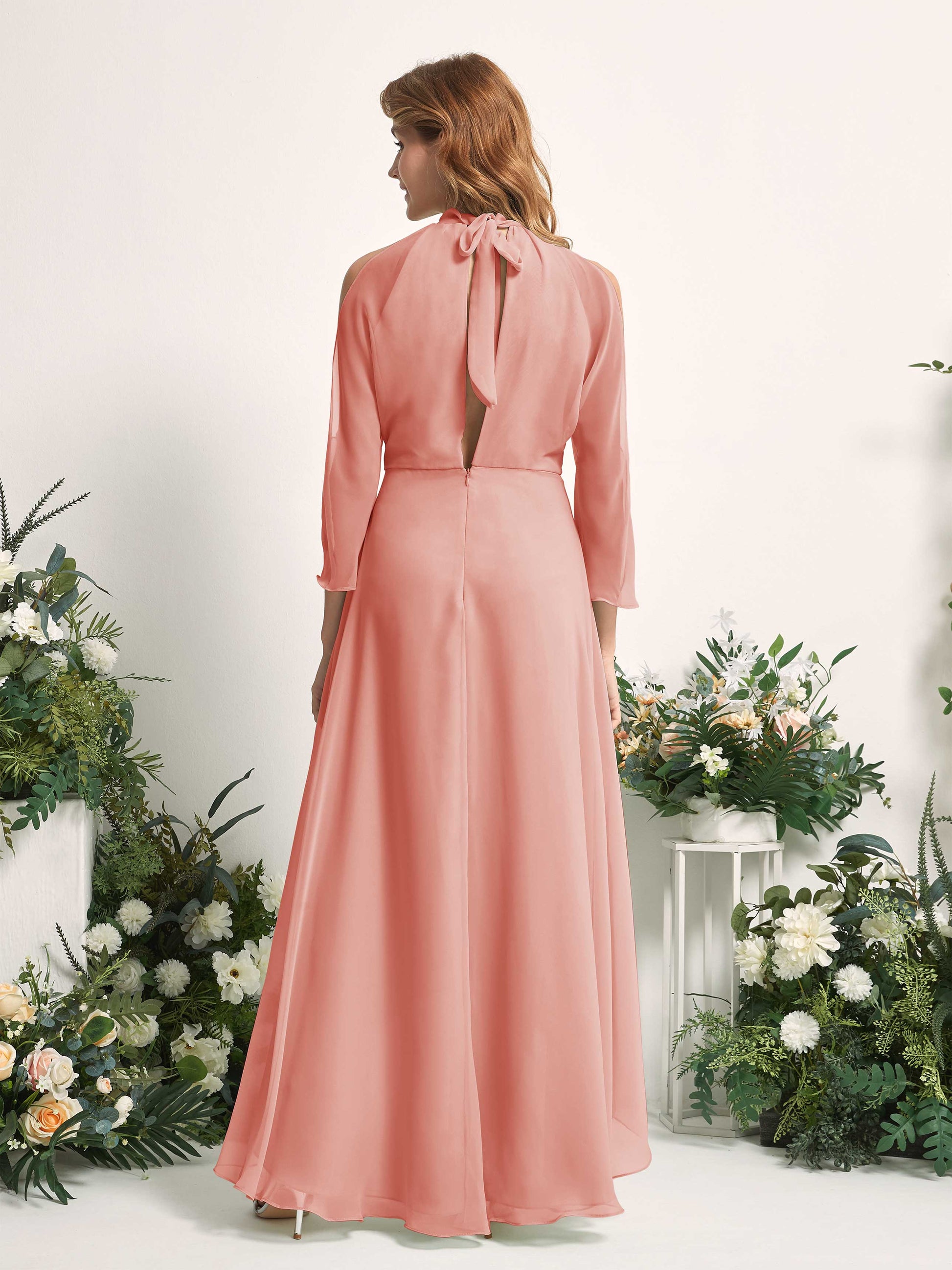 Maxine Champagne Rose Halter Maxi Dress