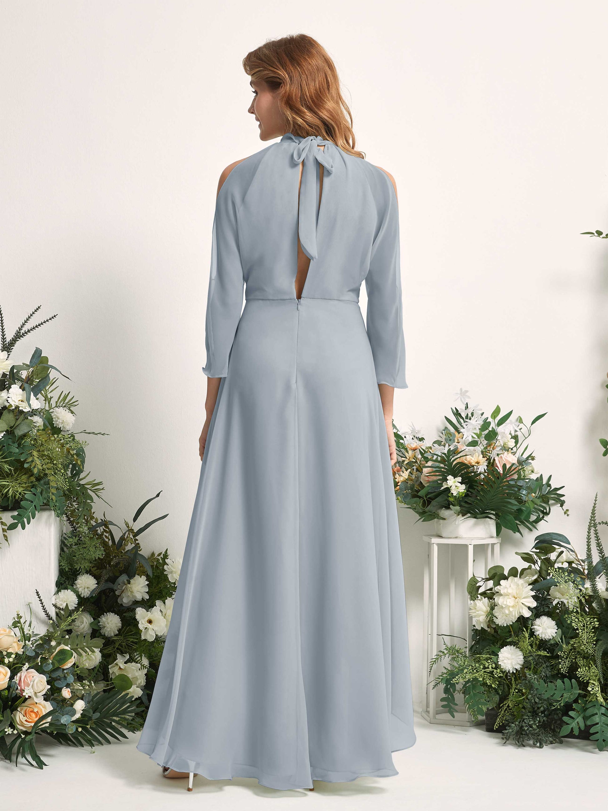 Maxine Dusty Blue-Upgrade Halter Maxi Dress