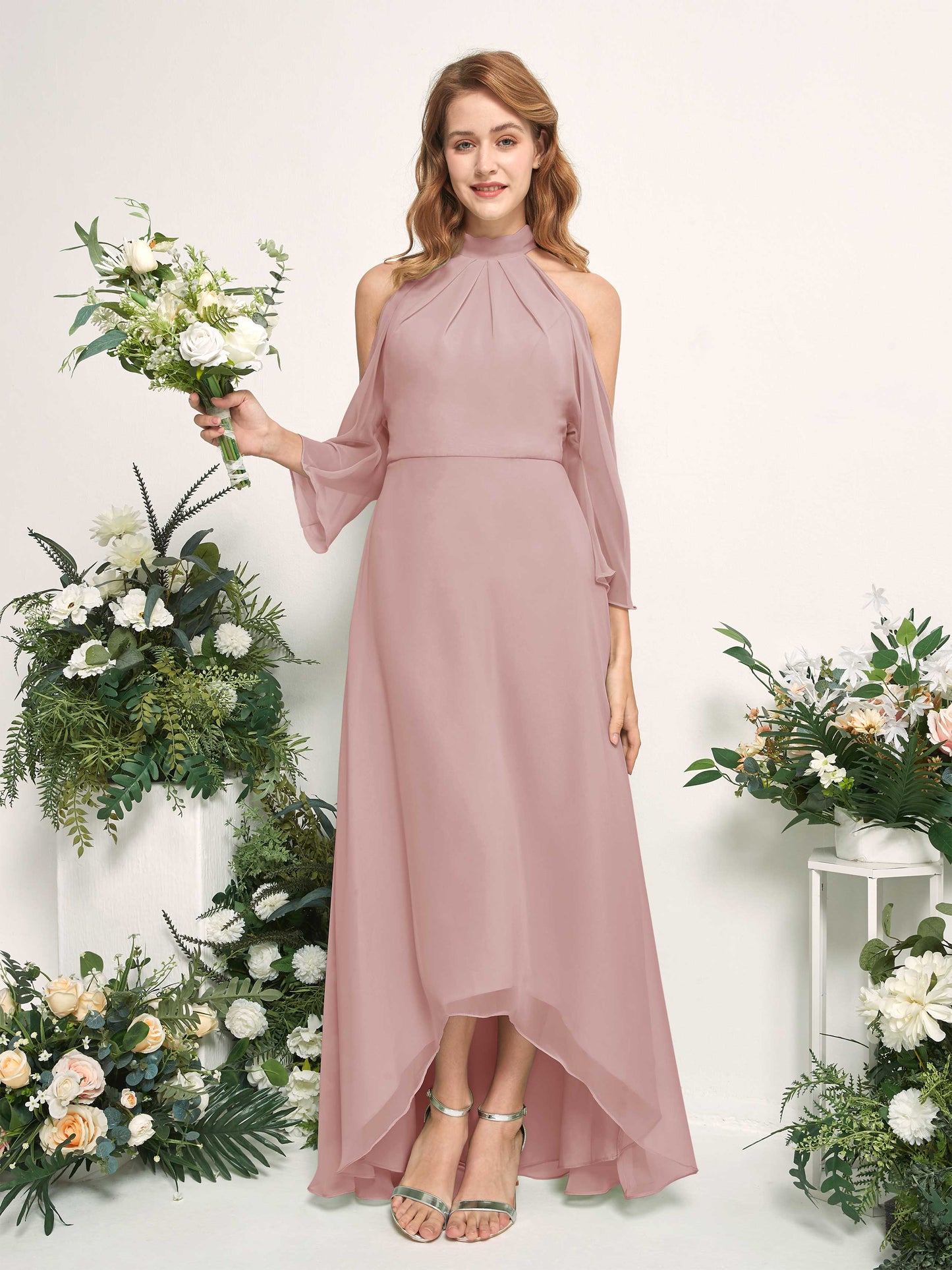 Maxine Dusty Rose Halter Maxi Dress