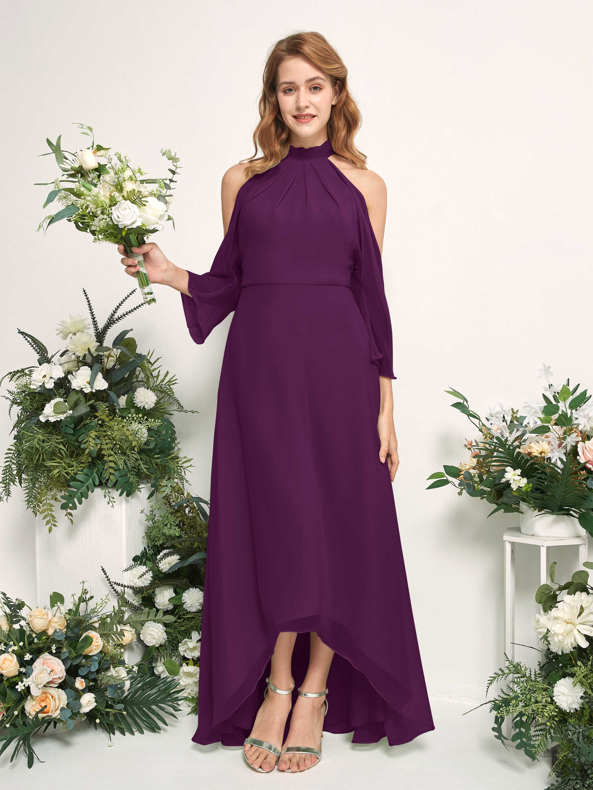 Maxine Grape Halter Maxi Dress