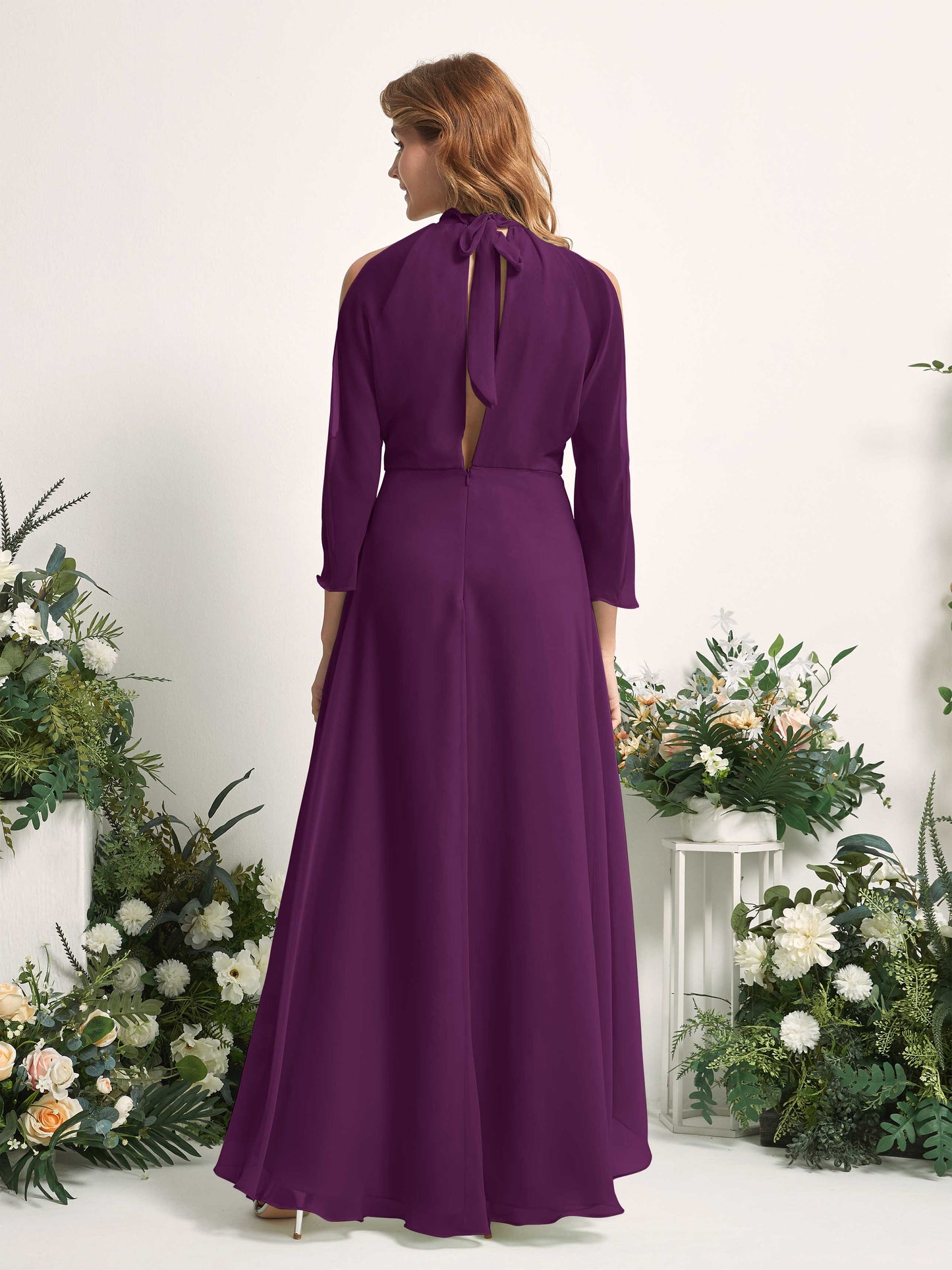 Maxine Grape Halter Maxi Dress