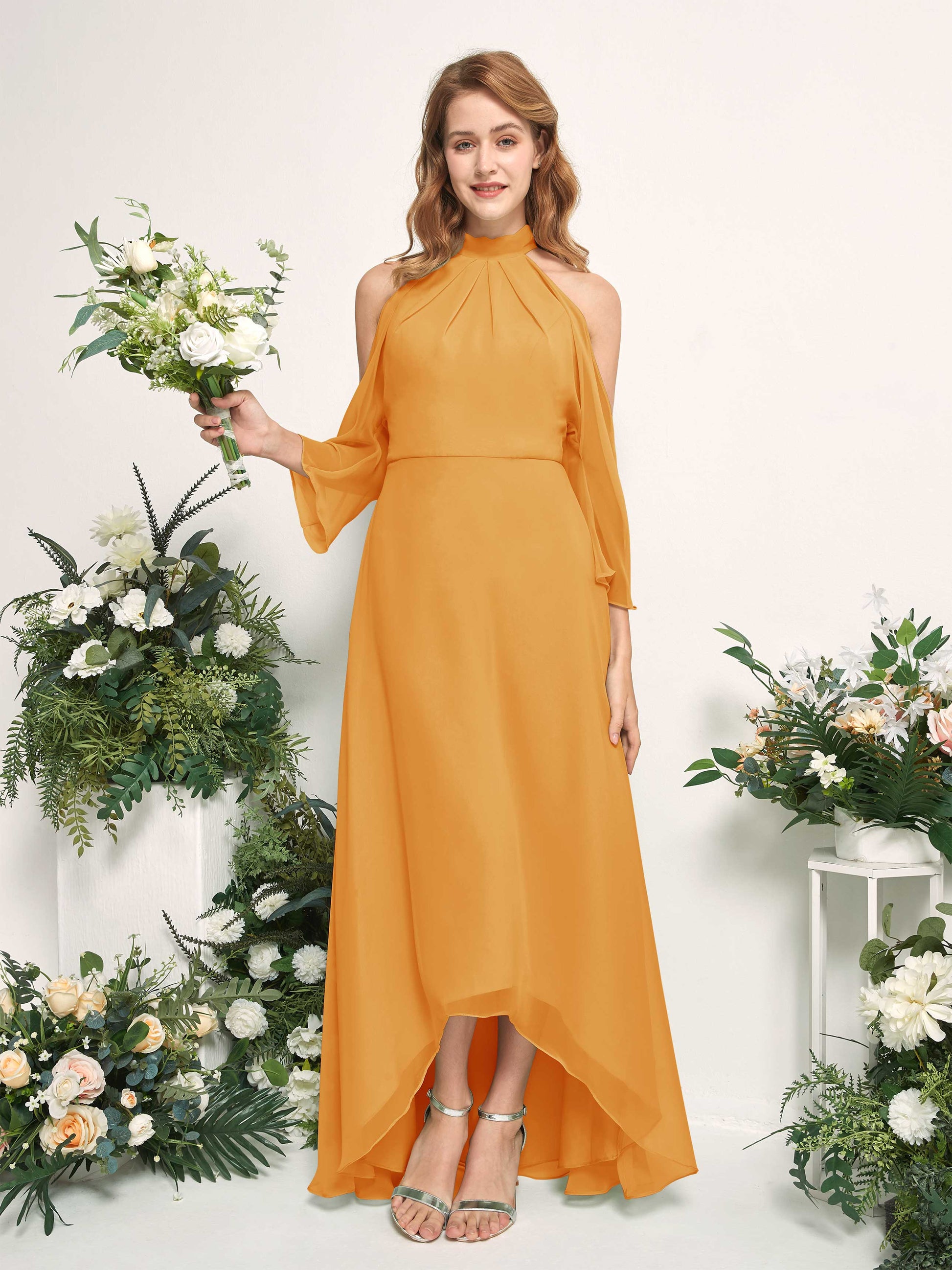 Maxine Mango Halter Maxi Dress