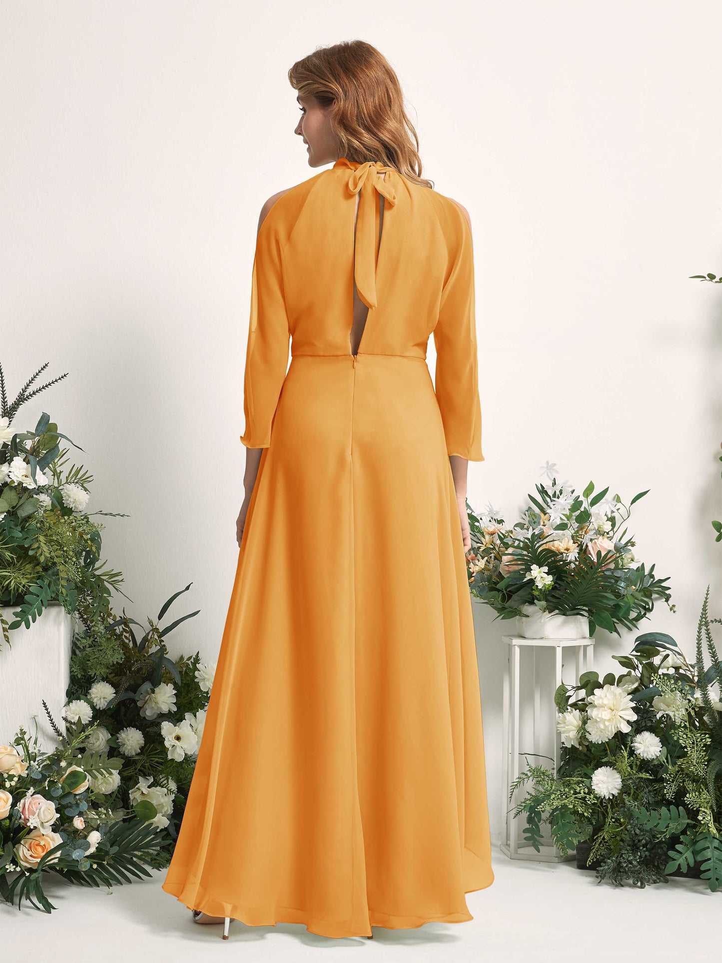 Maxine Mango Halter Maxi Dress