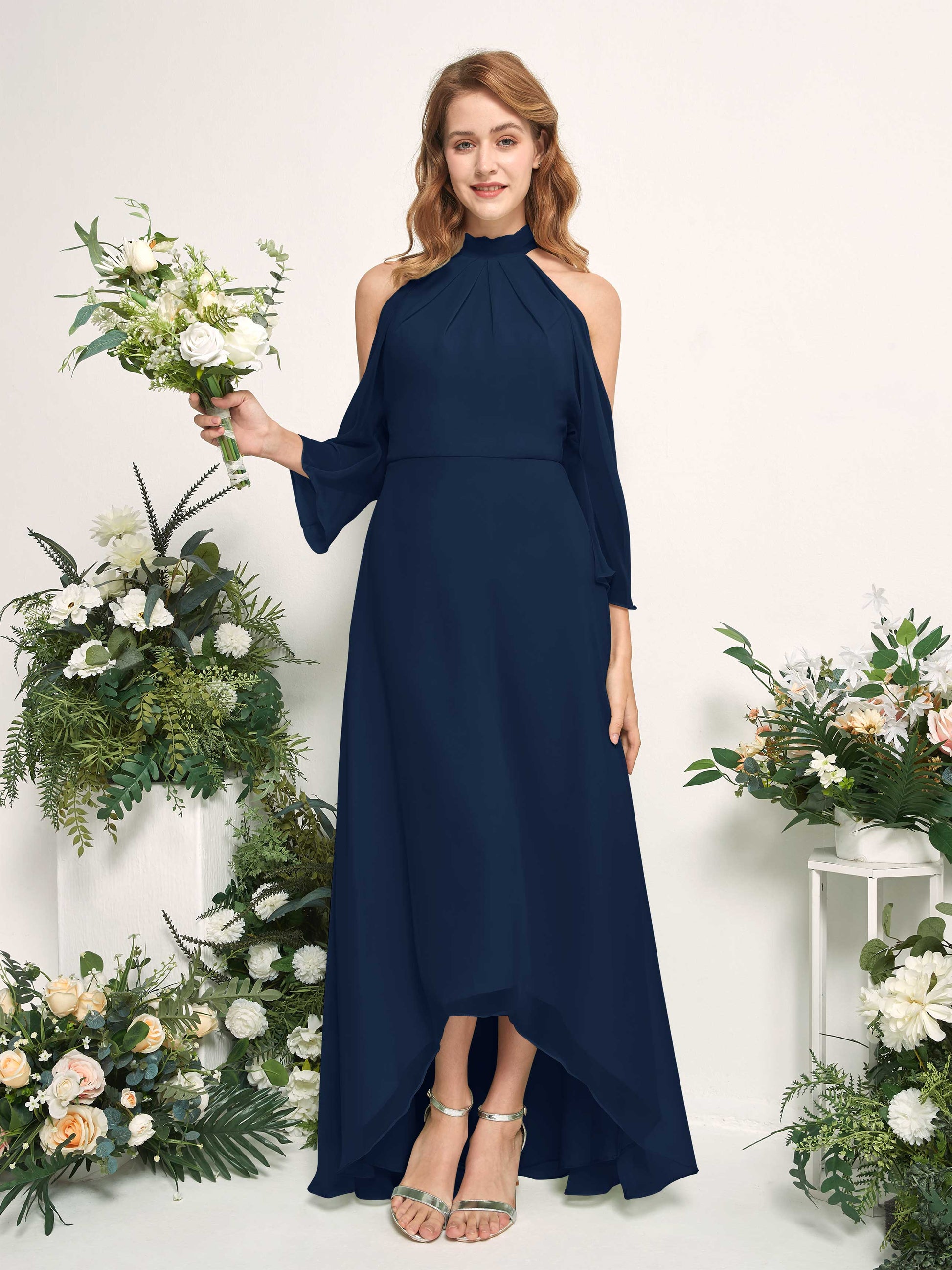 Maxine Navy Halter Maxi Dress