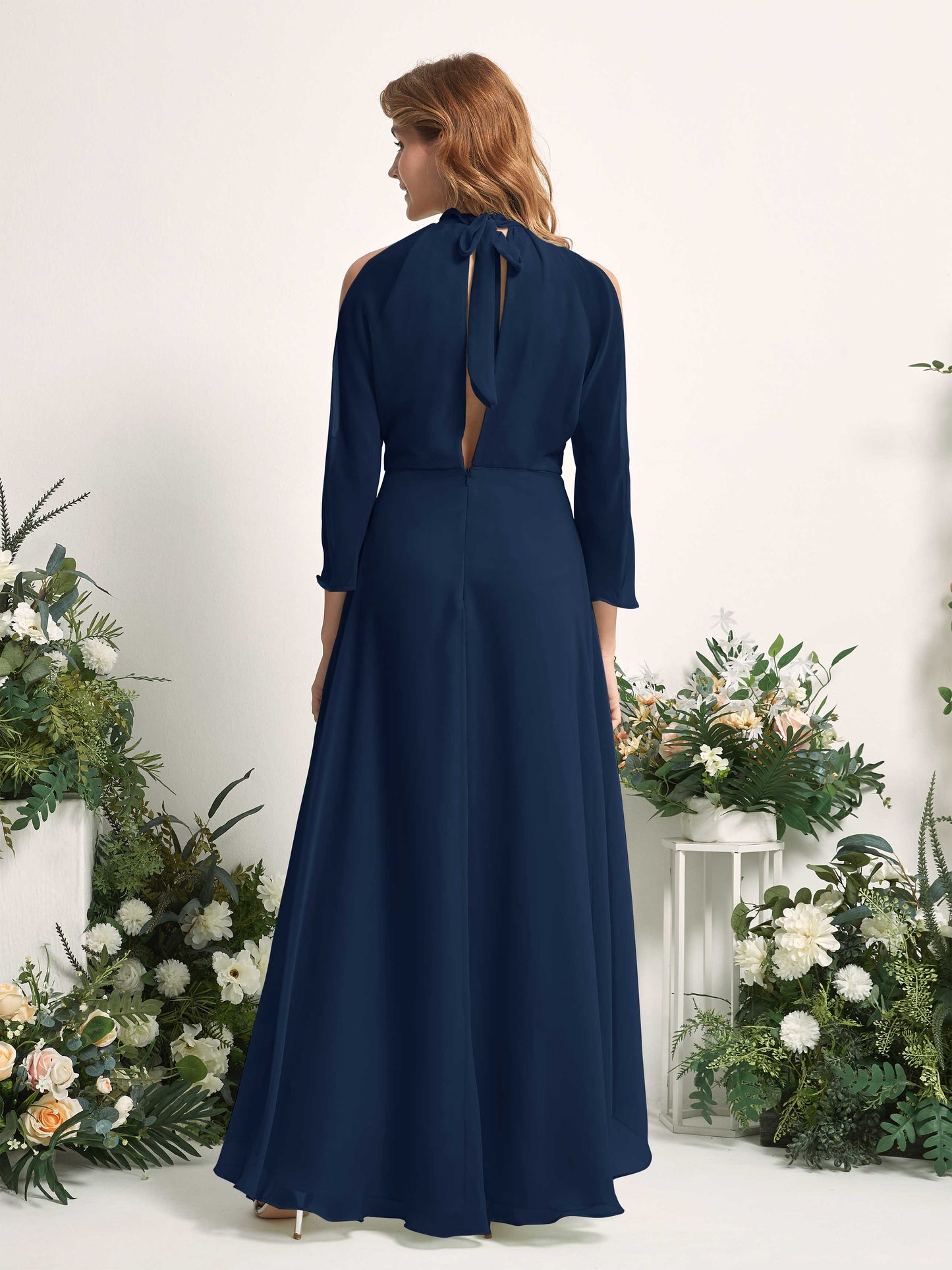 Maxine Navy Halter Maxi Dress