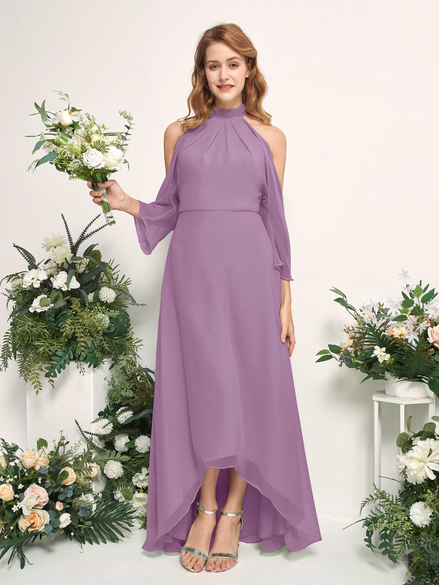 Maxine Orchid Mist Halter Maxi Dress