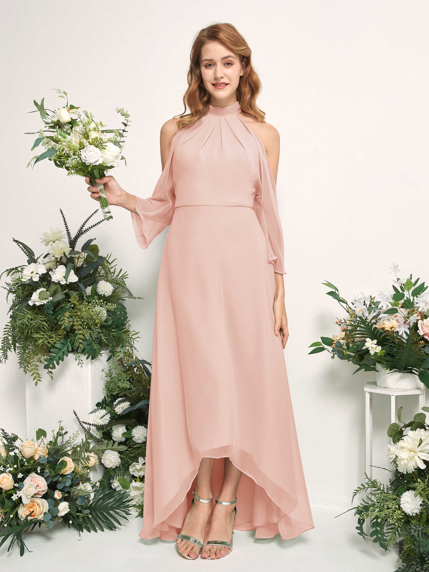 Maxine Pearl Pink Halter Maxi Dress