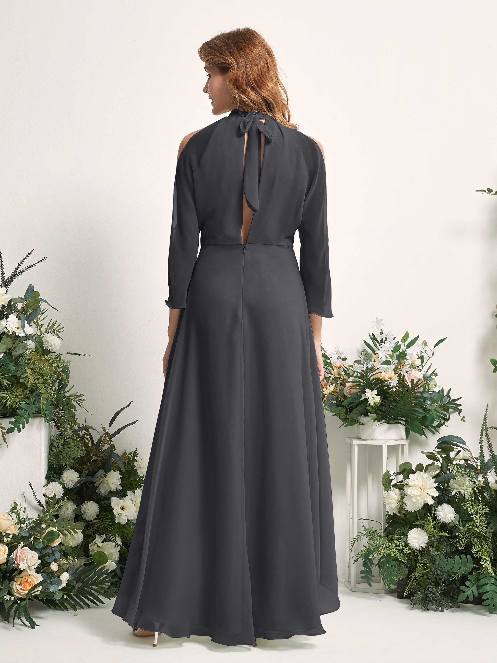 Maxine Pewter Halter Maxi Dress