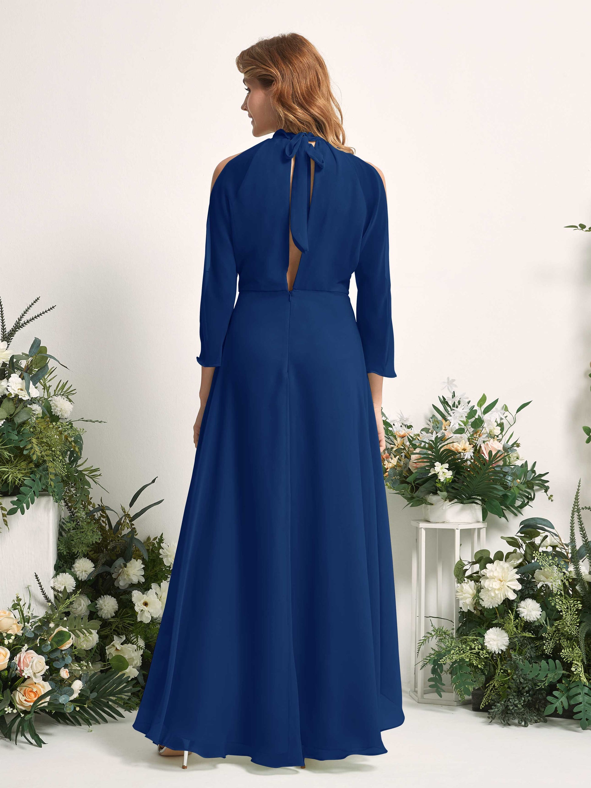 Maxine Royal Blue Halter Maxi Dress