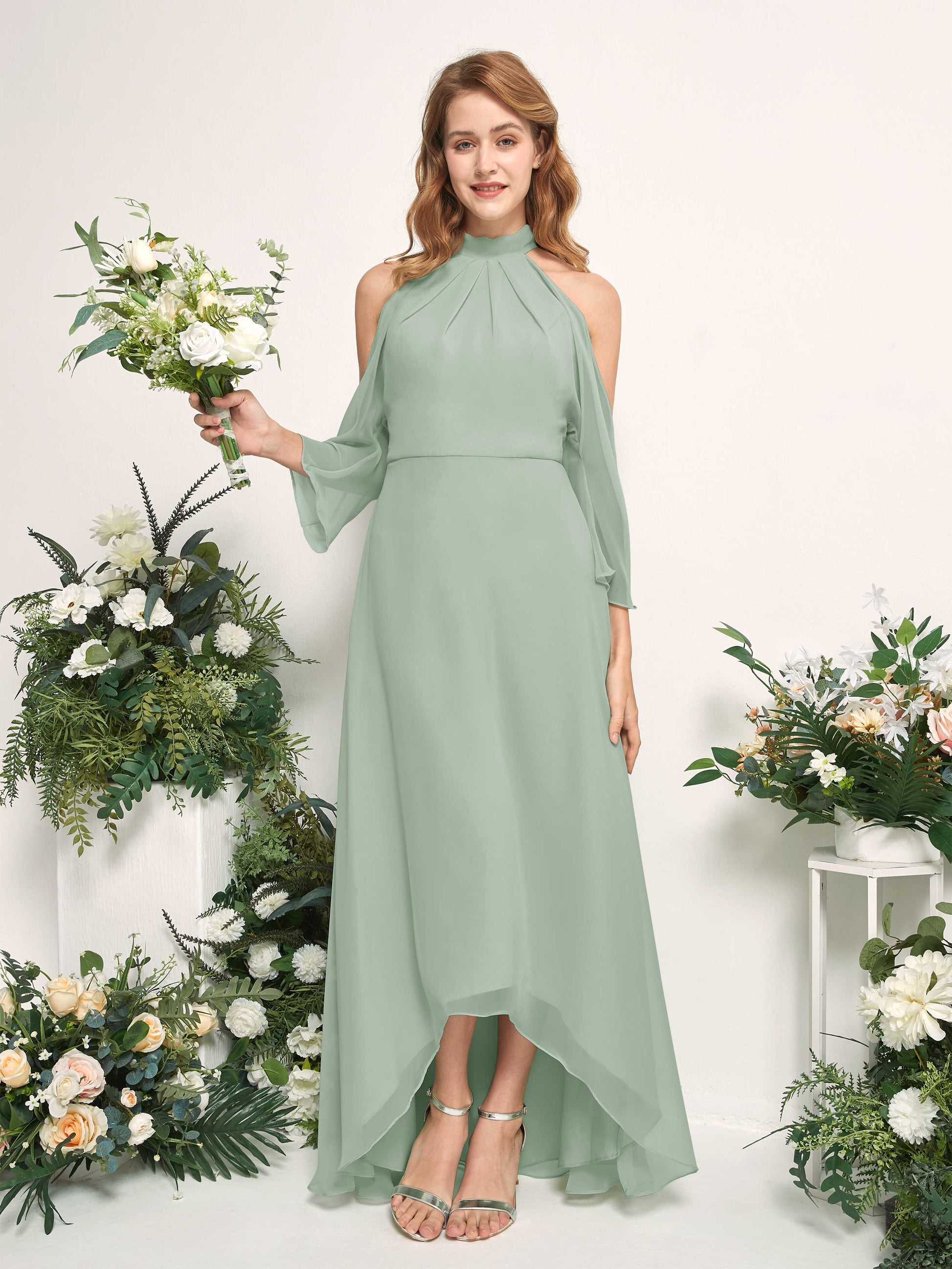 Maxine Sage Green Halter Maxi Dress