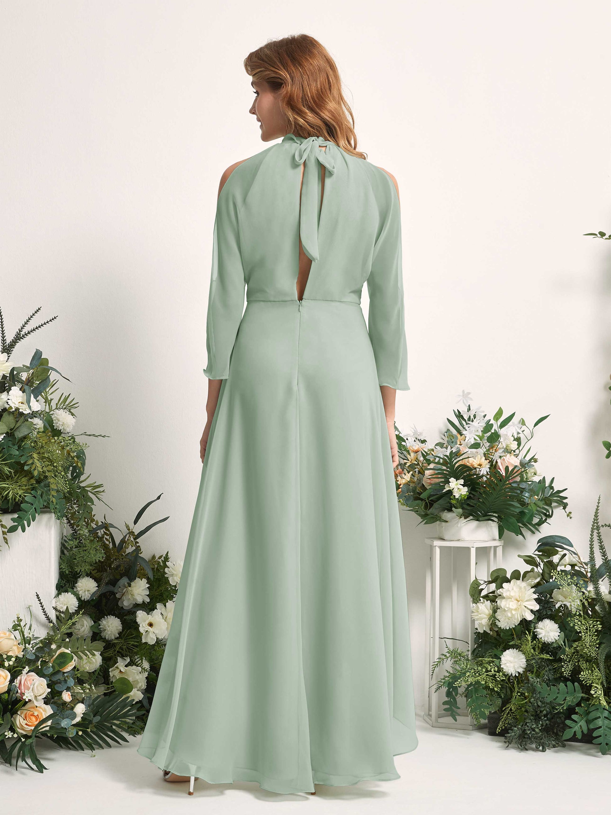 Maxine Sage Green Halter Maxi Dress