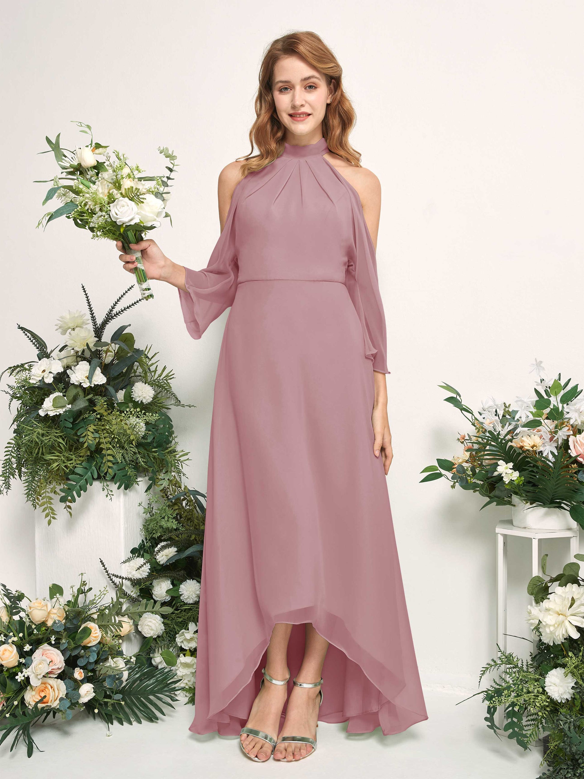 Maxine Vintage Mauve Halter Maxi Dress