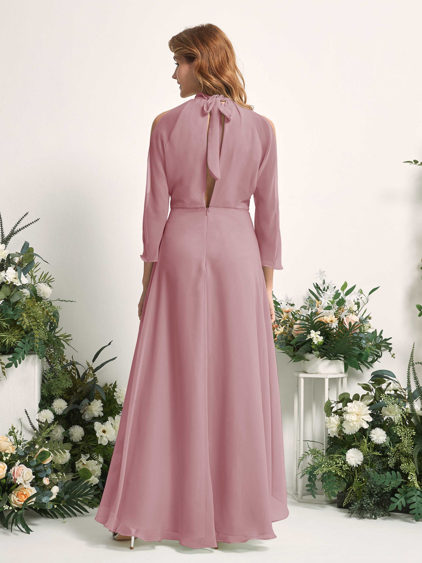 Maxine Vintage Mauve Halter Maxi Dress