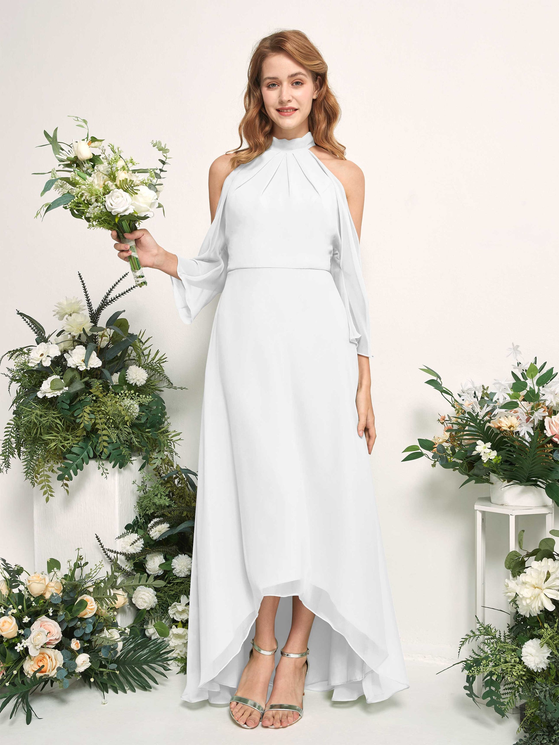 Maxine White Halter Maxi Dress