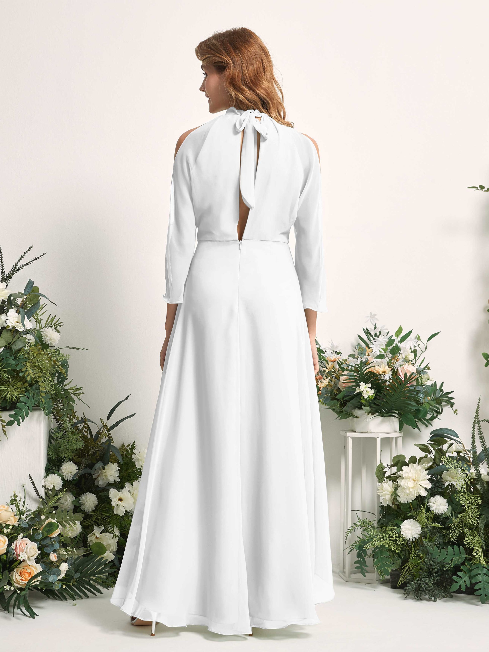 Maxine White Halter Maxi Dress