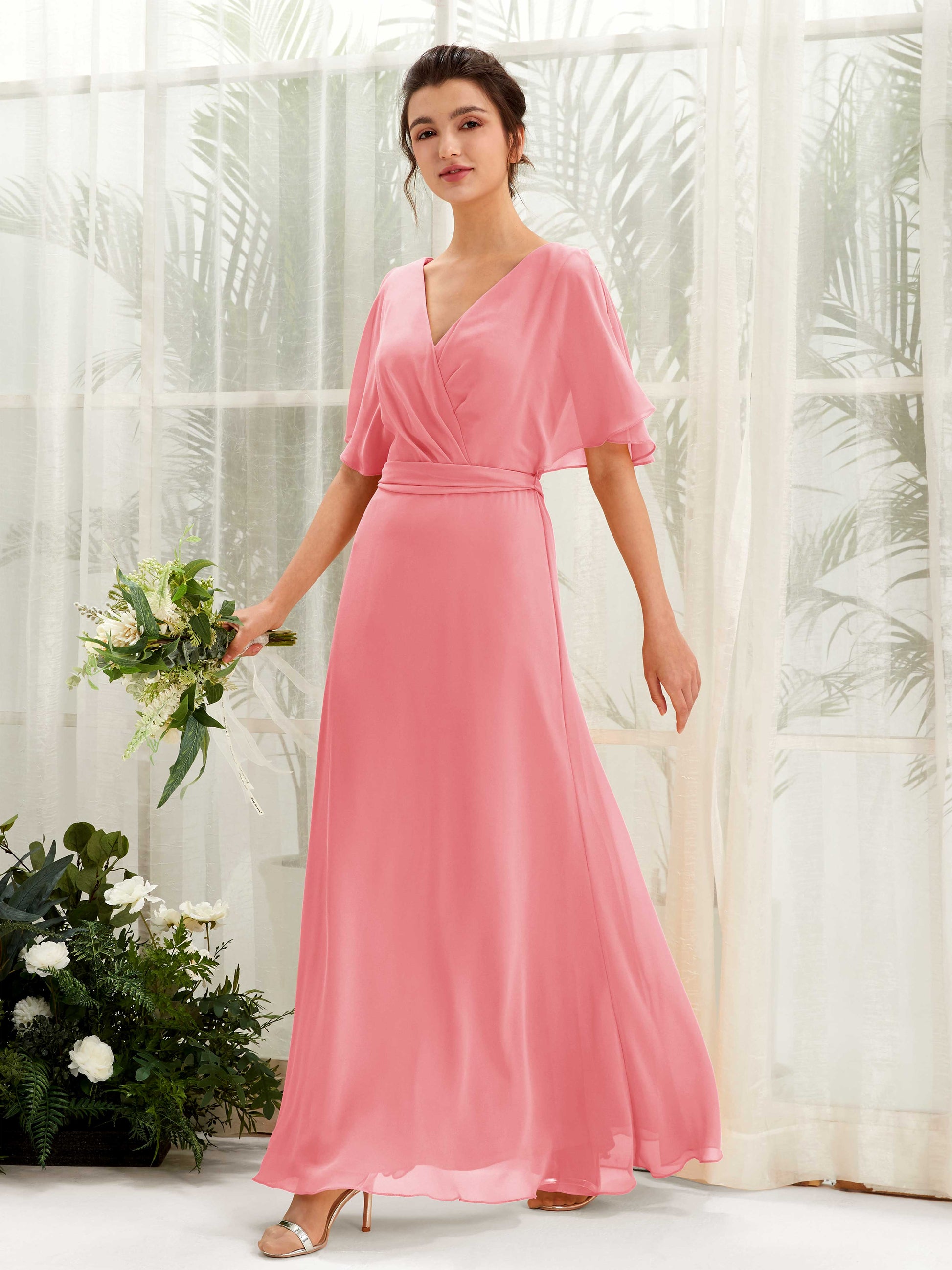 Merta Coral Pink Maxi Dress