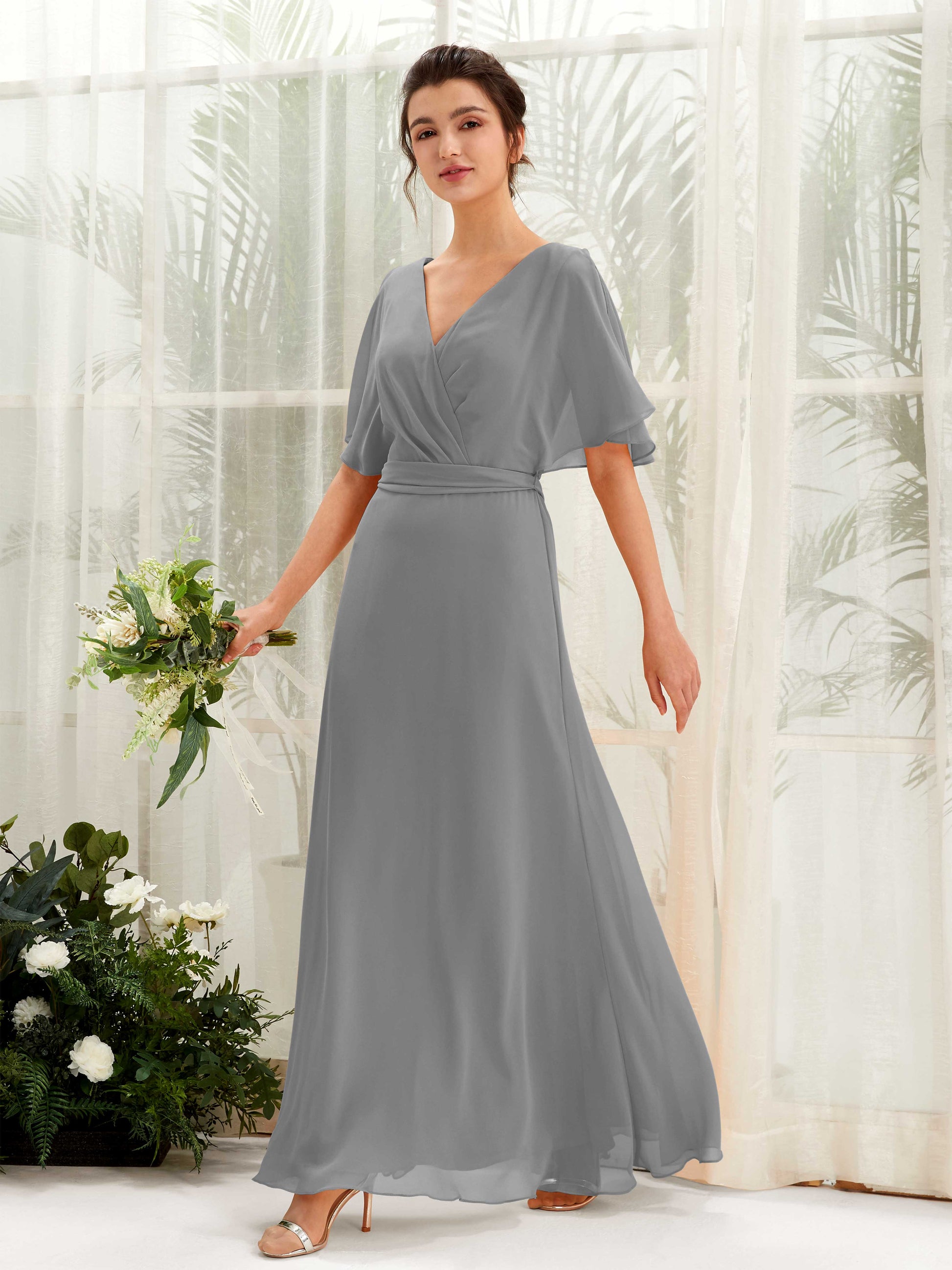 Merta Steel Gray Maxi Dress