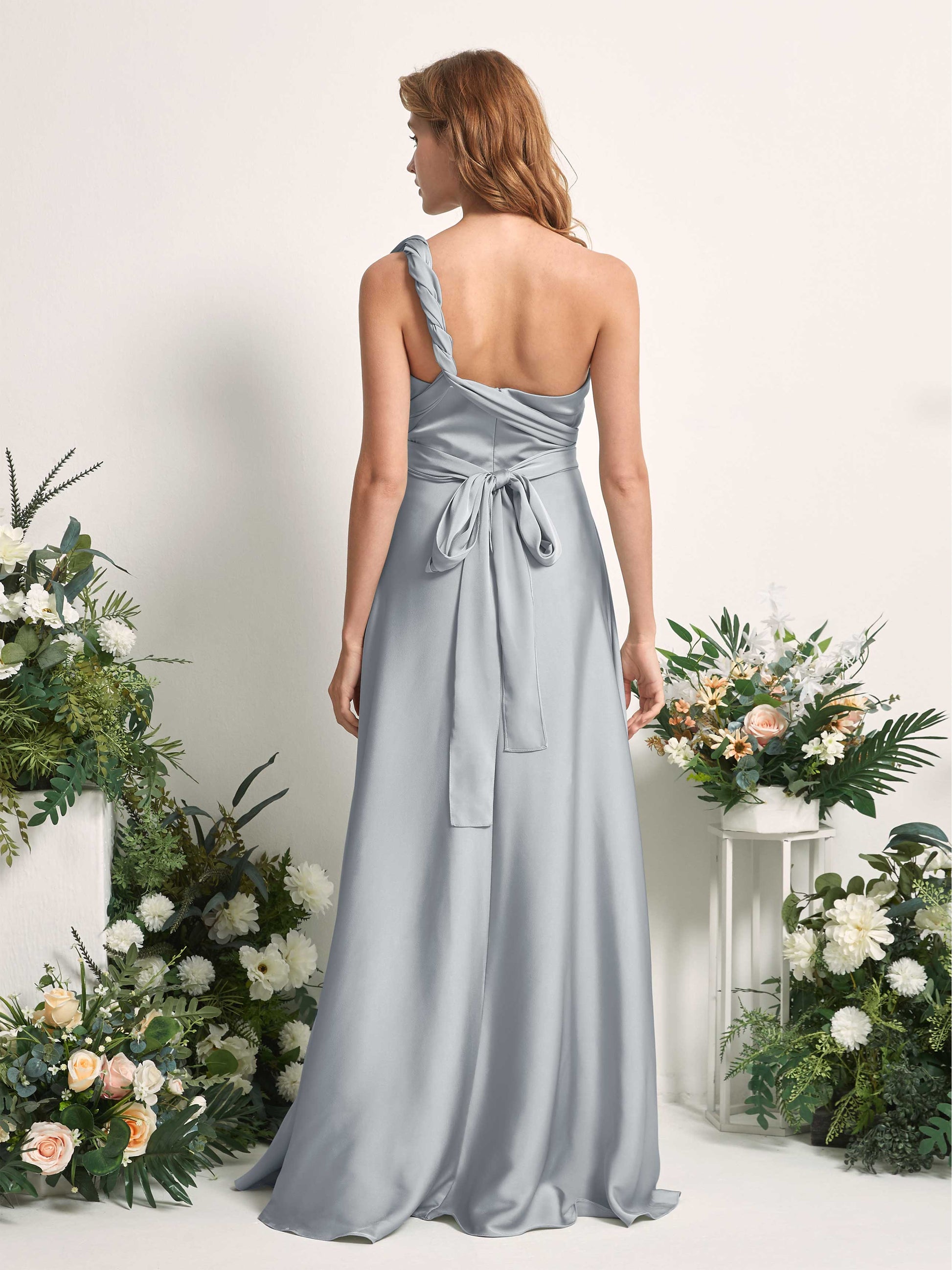 Mirabelle Baby Blue Satin Maxi Dress