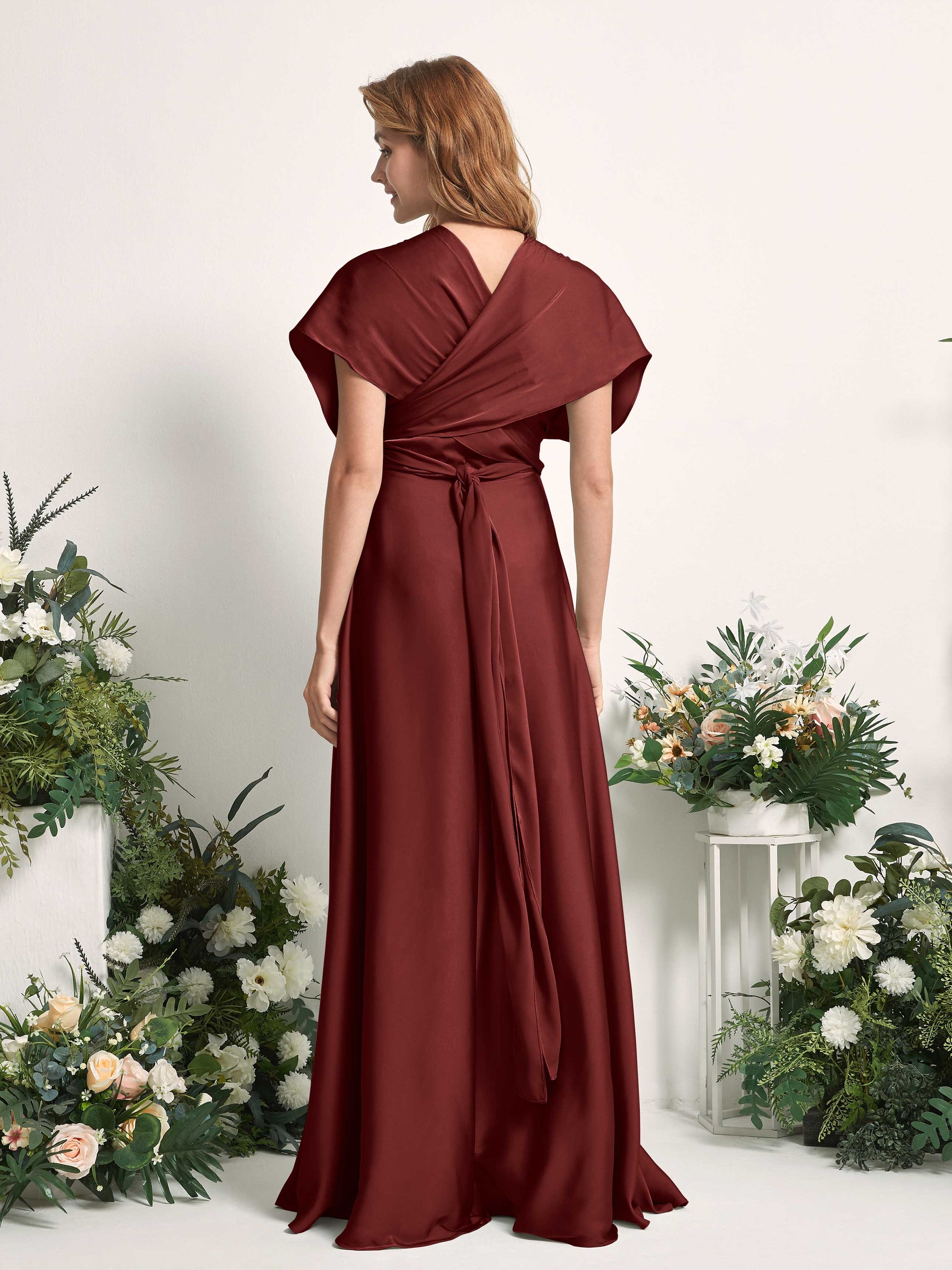 Mirabelle Burgundy Satin Maxi Dress