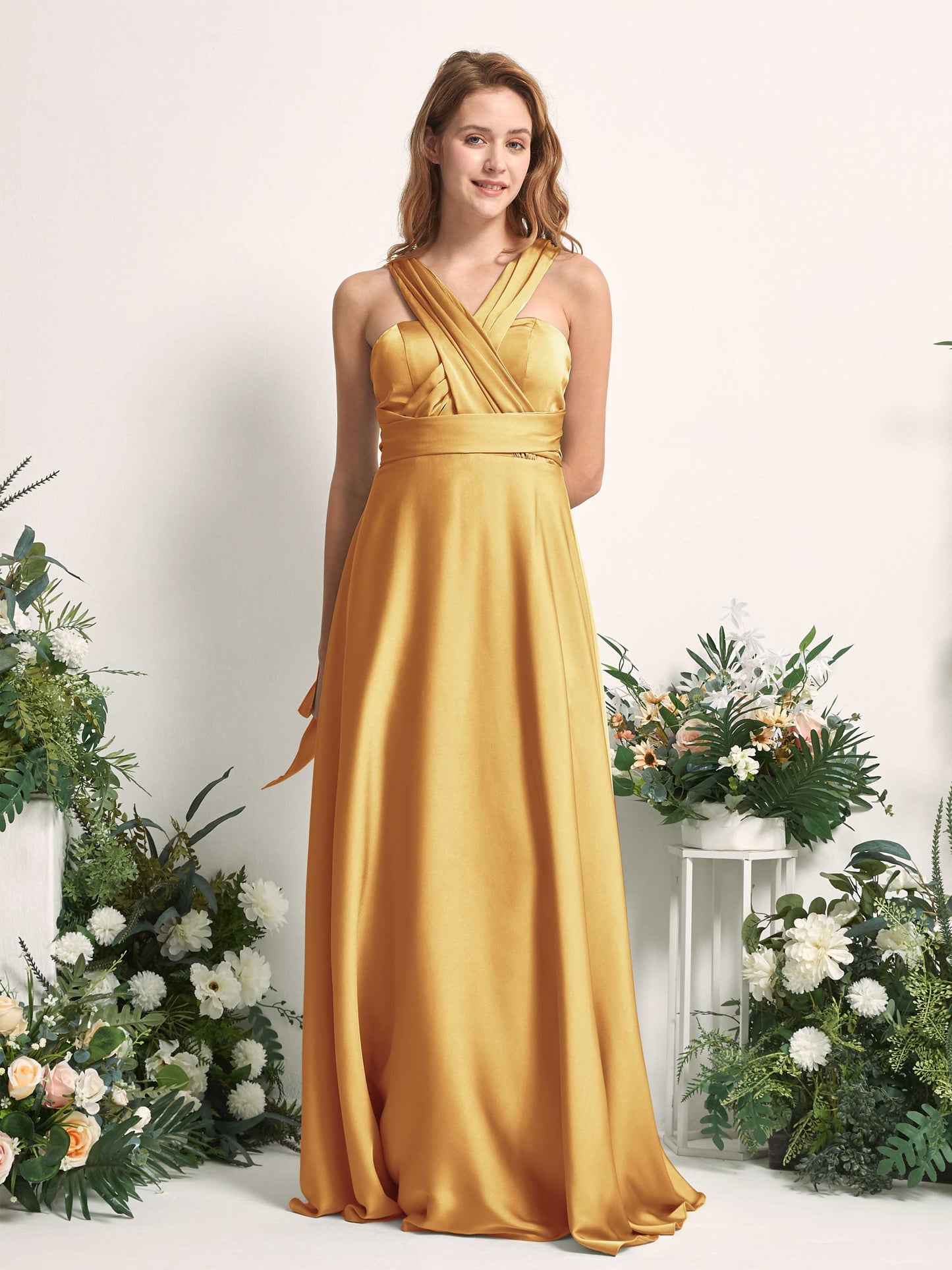 Mirabelle Canary Satin Maxi Dress